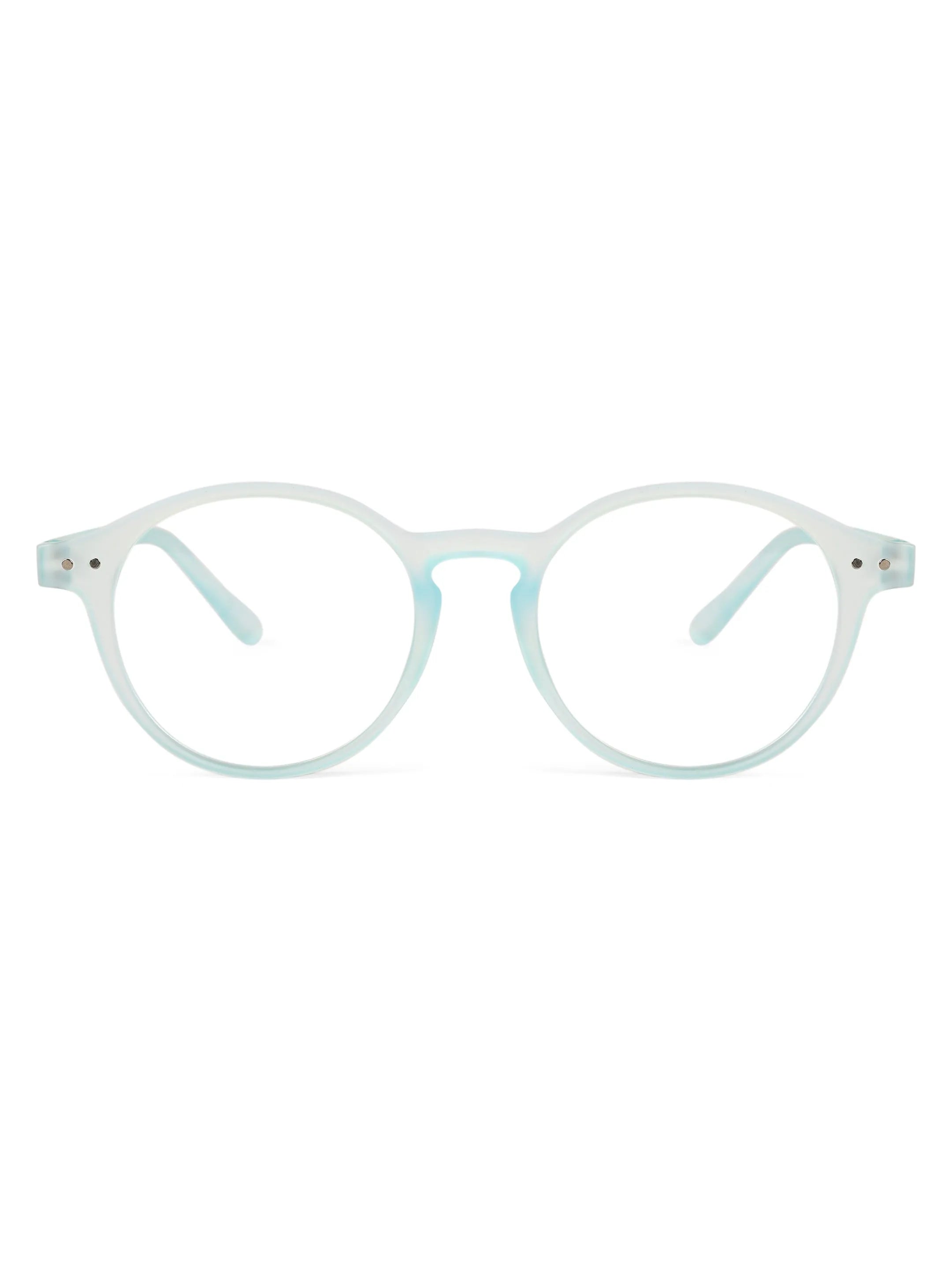 BluShield | Transparent Skyblue Medium Full Rim CIRCLE Computer Glasses for Men & Women [Blue Block]