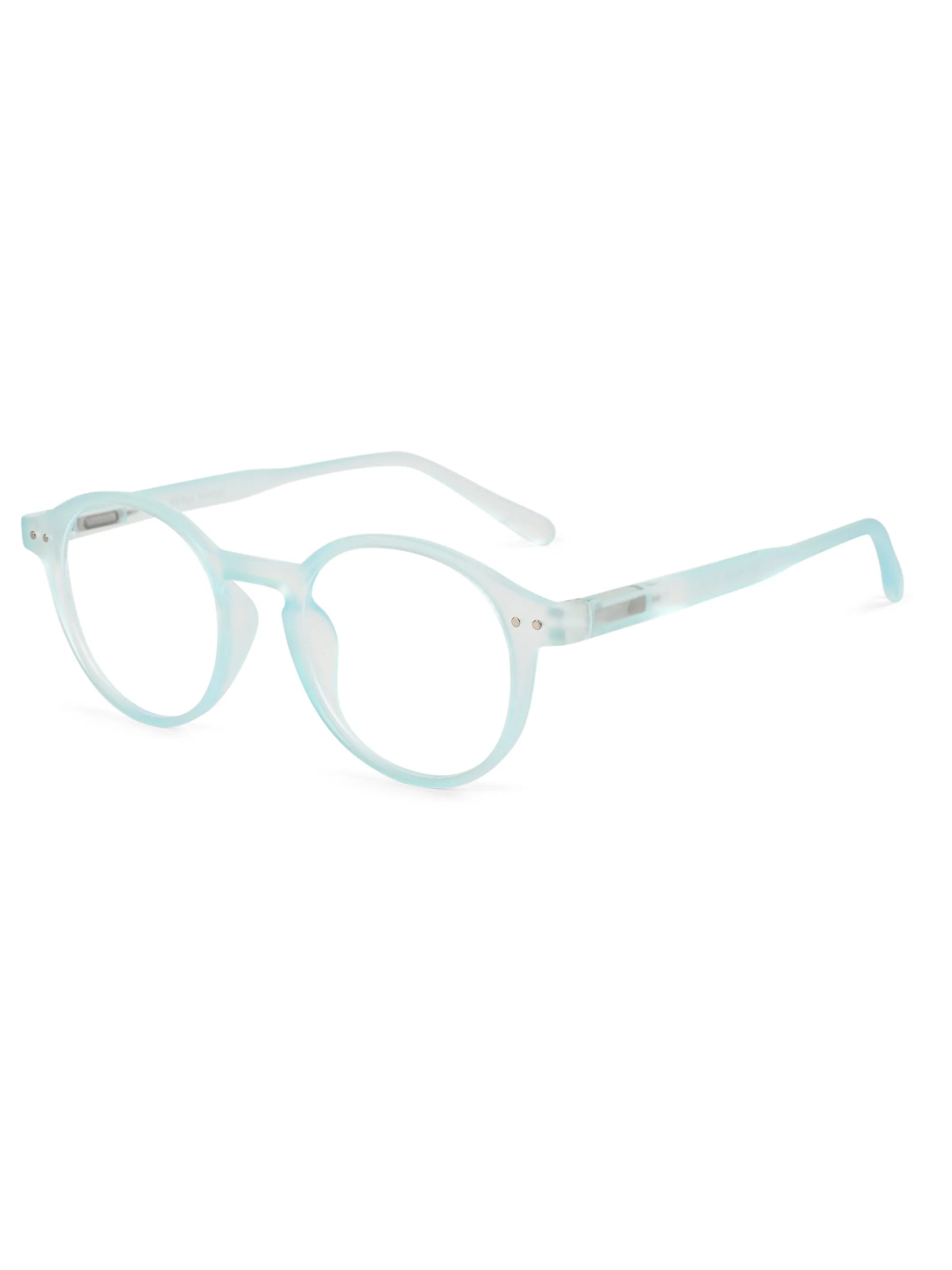 BluShield | Transparent Skyblue Medium Full Rim CIRCLE Computer Glasses for Men & Women [Blue Block]