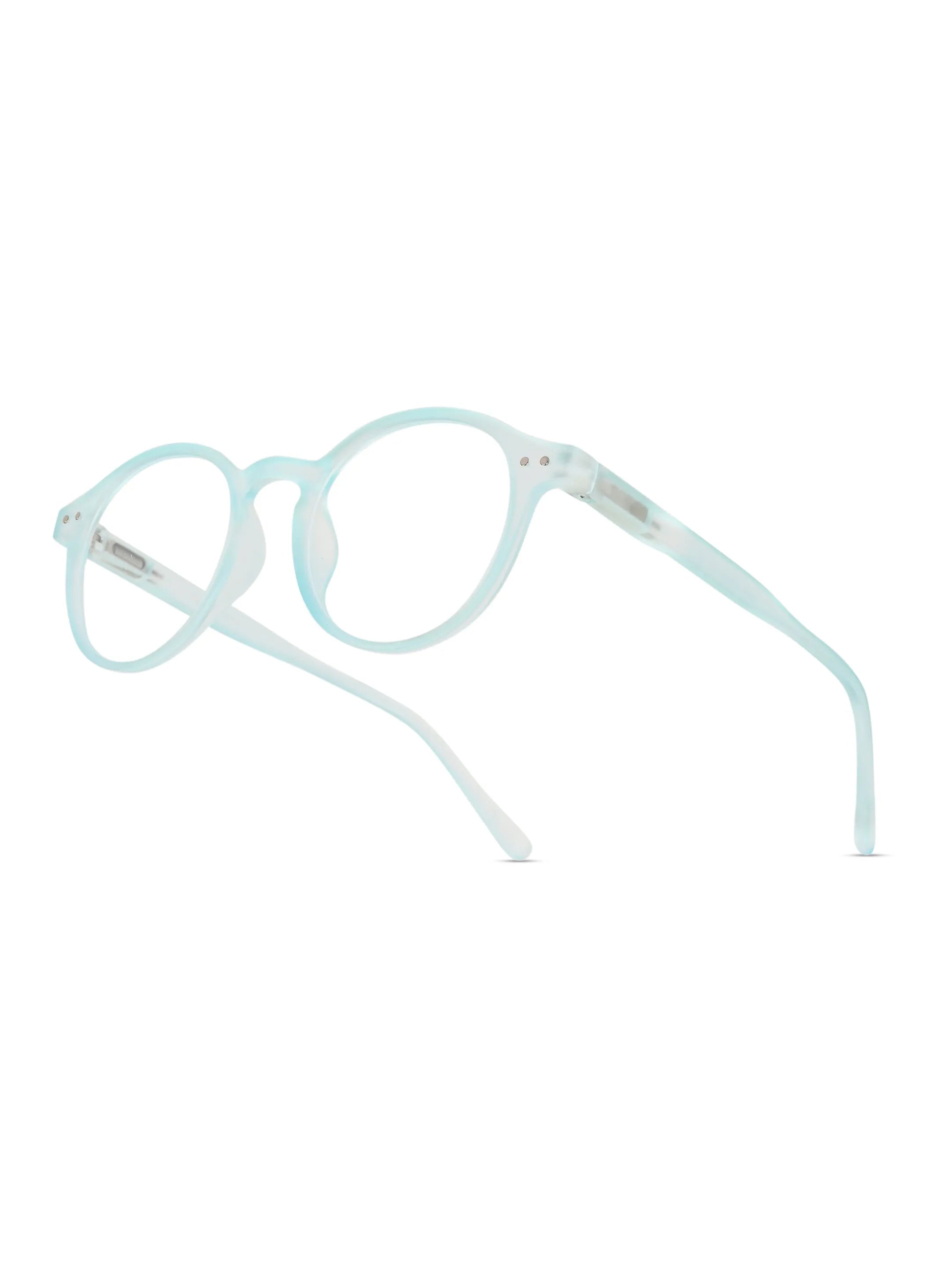 BluShield | Transparent Skyblue Medium Full Rim CIRCLE Computer Glasses for Men & Women [Blue Block]