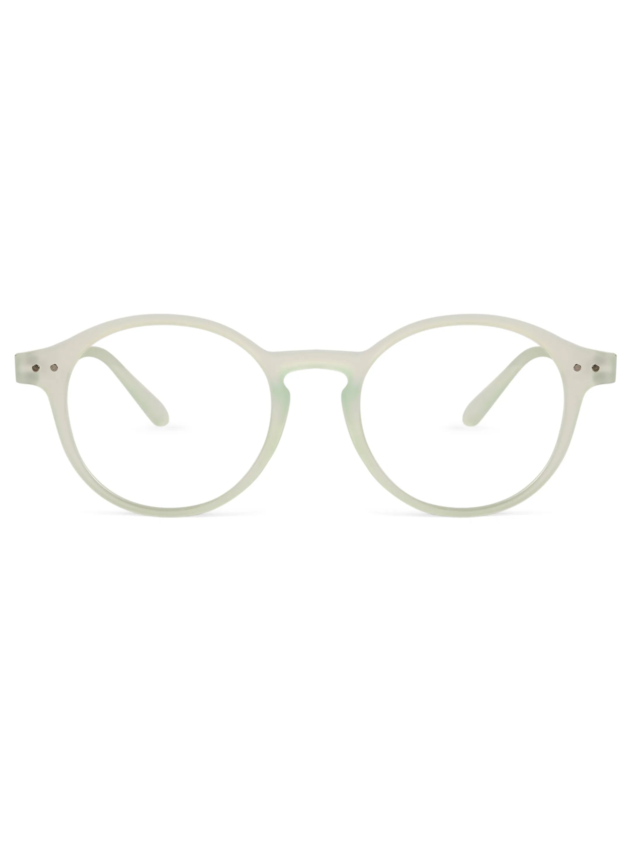 BluShield | Transparent Light Green Medium Full Rim CIRCLE Computer Glasses for Men & Women [Blue Block]