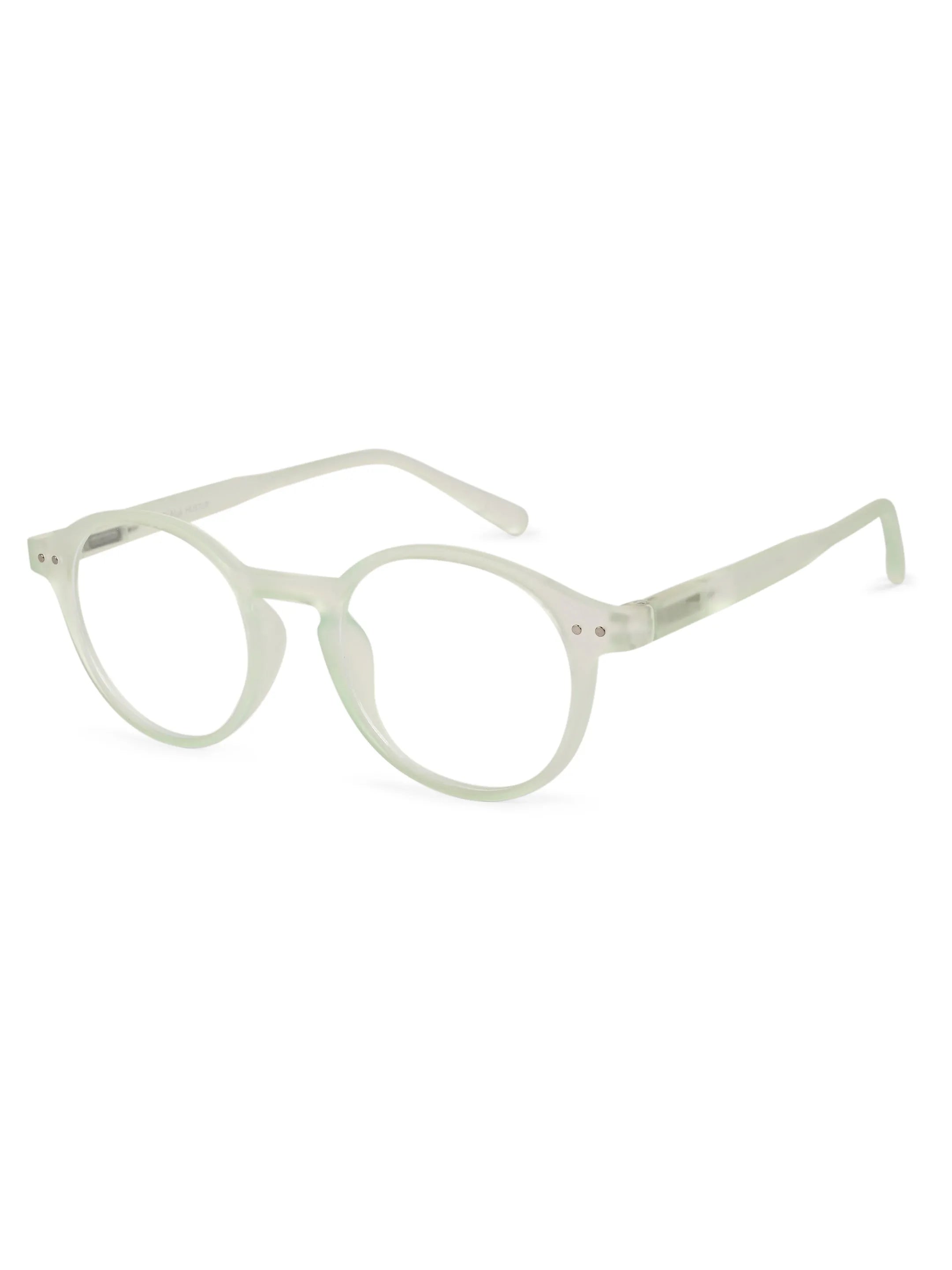 BluShield | Transparent Light Green Medium Full Rim CIRCLE Computer Glasses for Men & Women [Blue Block]