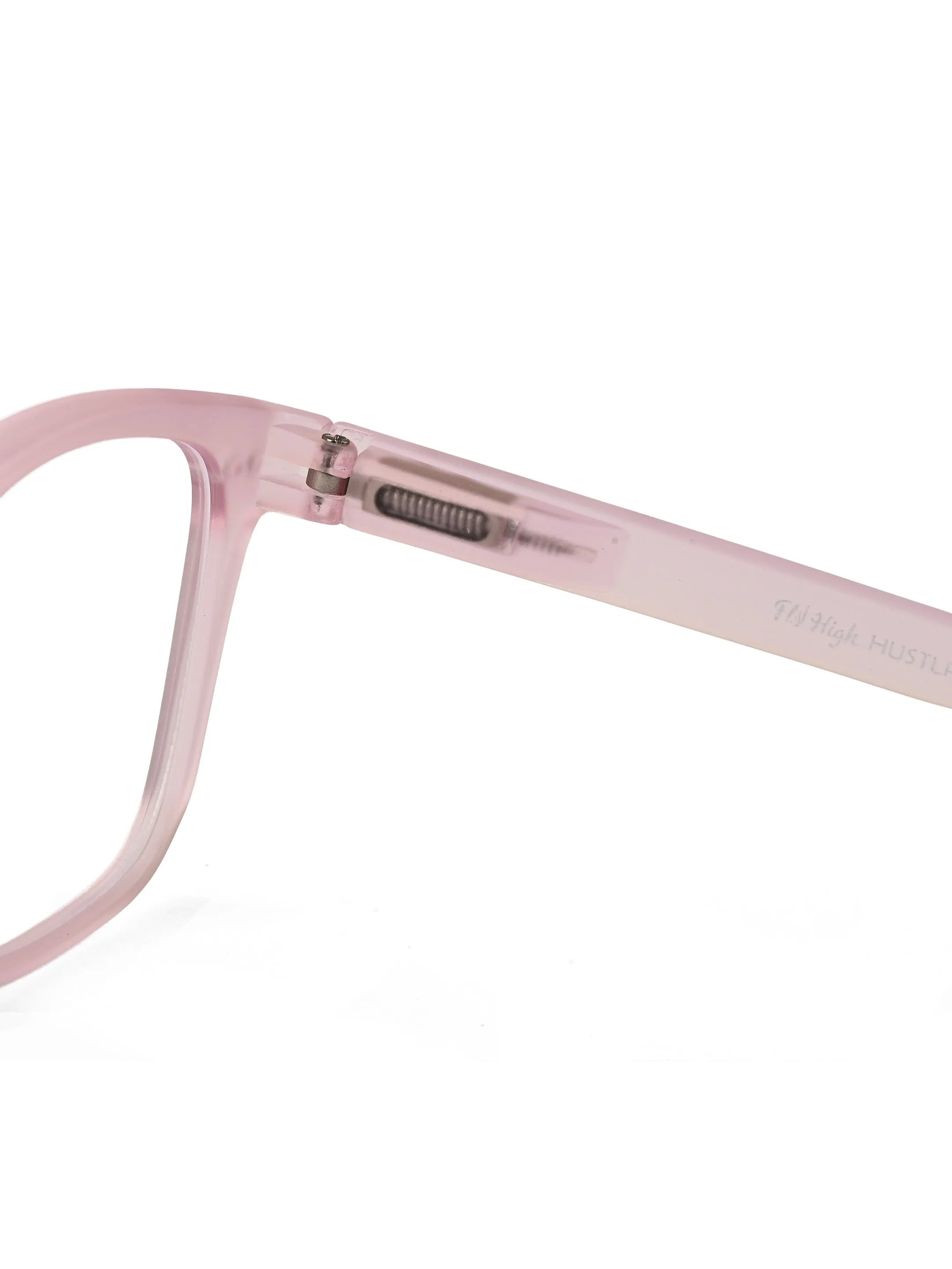 BluArmor | Transparent Baby Pink Medium Full Rim SQUARE Computer Glasses for Men & Women [Blue Block]