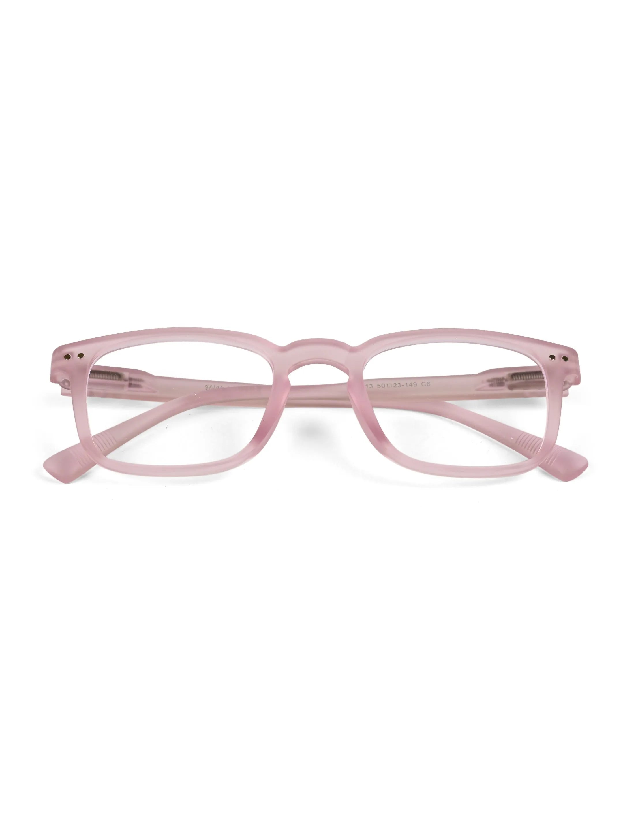 BluArmor | Transparent Baby Pink Medium Full Rim SQUARE Computer Glasses for Men & Women [Blue Block]