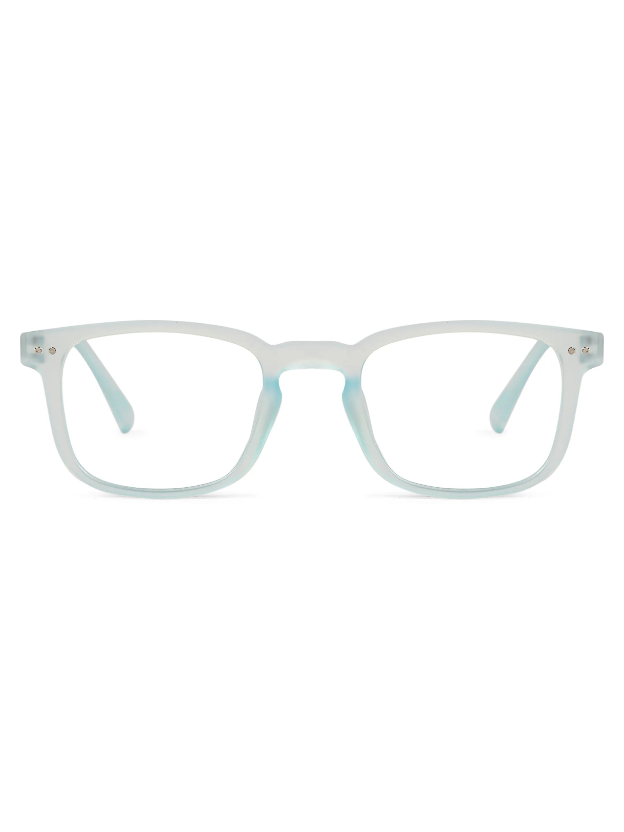 BluArmor | Transparent Skyblue Medium Full Rim SQUARE Computer Glasses for Men & Women [Blue Block]