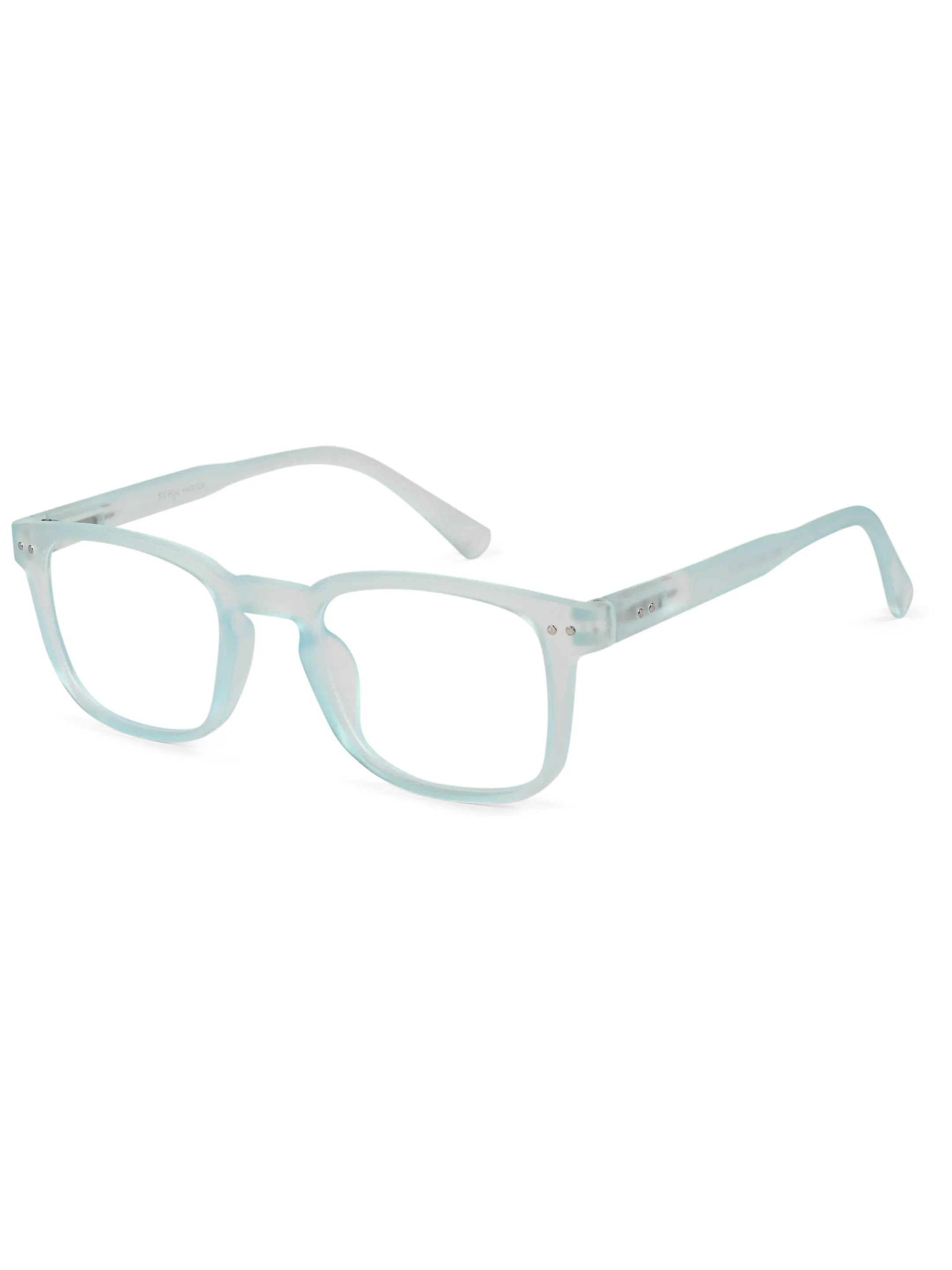 BluArmor | Transparent Skyblue Medium Full Rim SQUARE Computer Glasses for Men & Women [Blue Block]