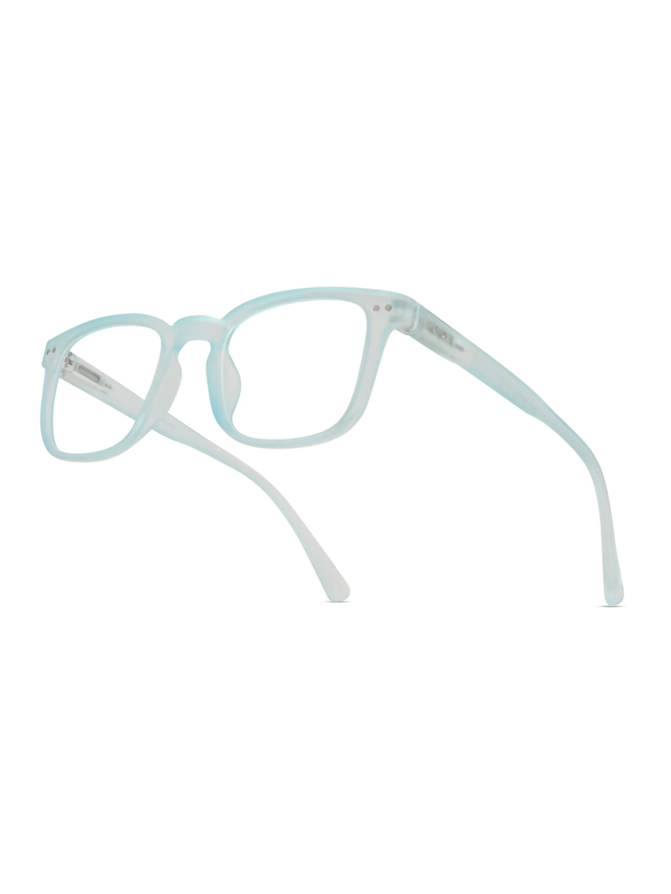 BluArmor | Transparent Skyblue Medium Full Rim SQUARE Computer Glasses for Men & Women [Blue Block]