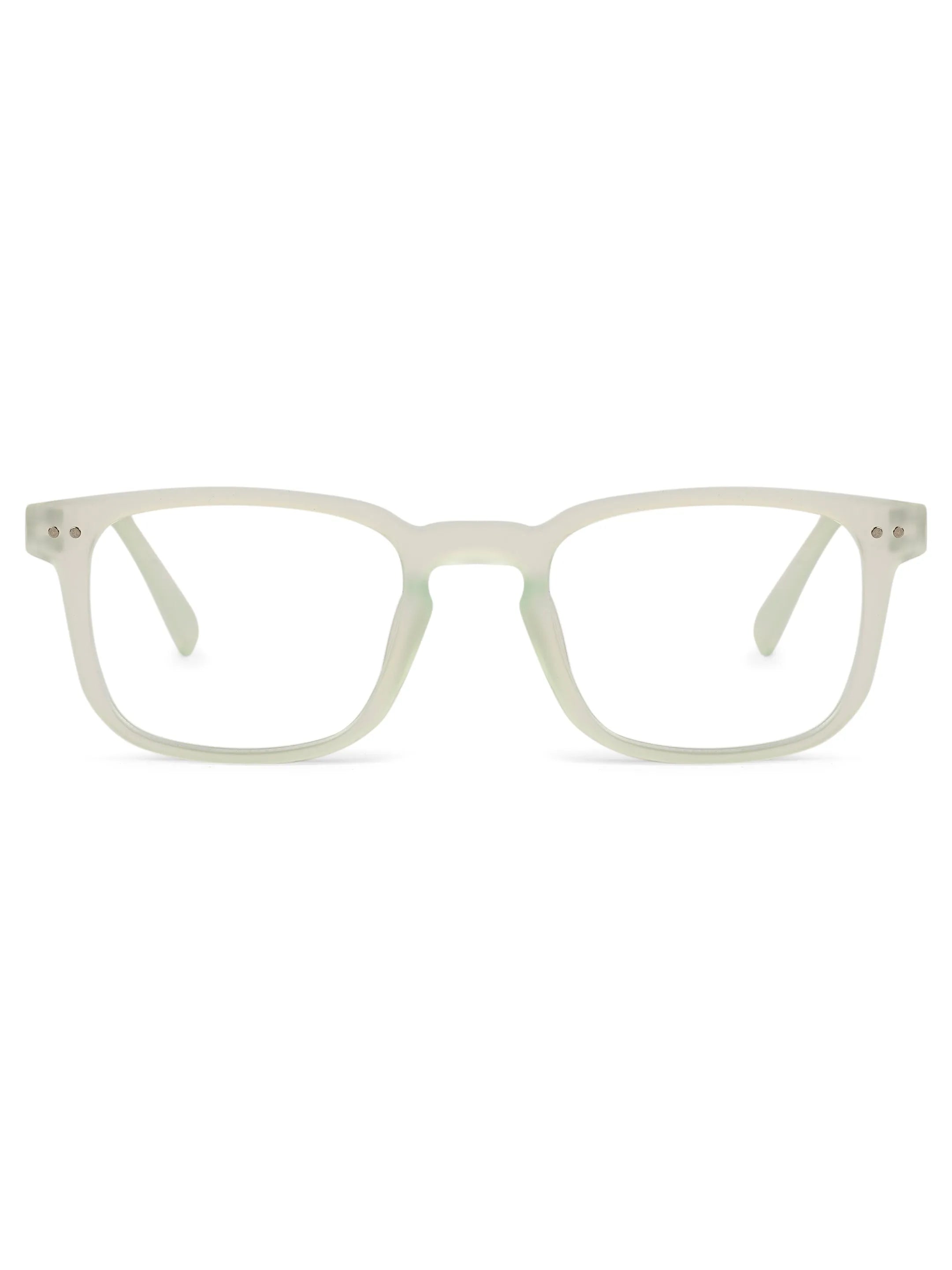 BluArmor | Transparent Light Green Medium Full Rim SQUARE Computer Glasses for Men & Women [Blue Block]