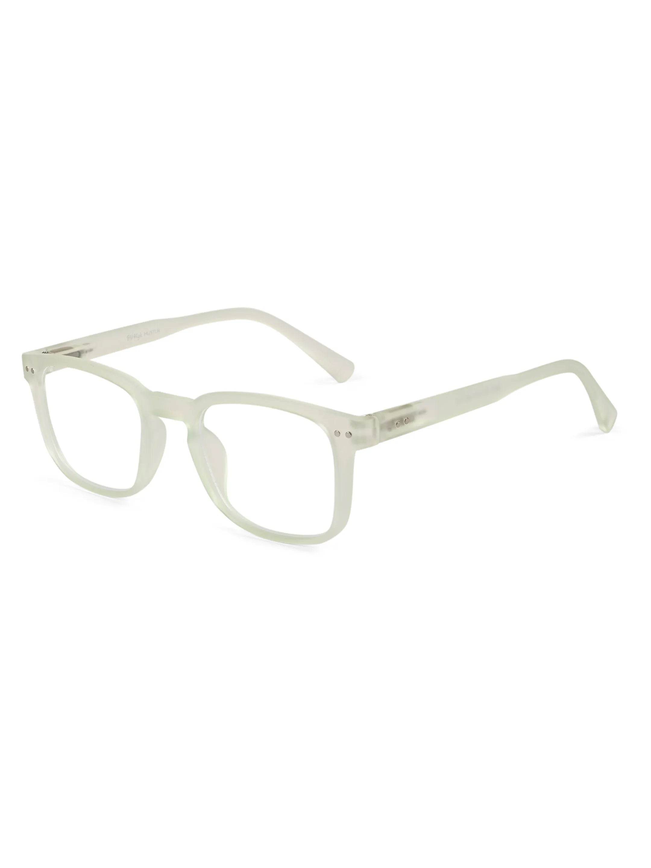 BluArmor | Transparent Light Green Medium Full Rim SQUARE Computer Glasses for Men & Women [Blue Block]