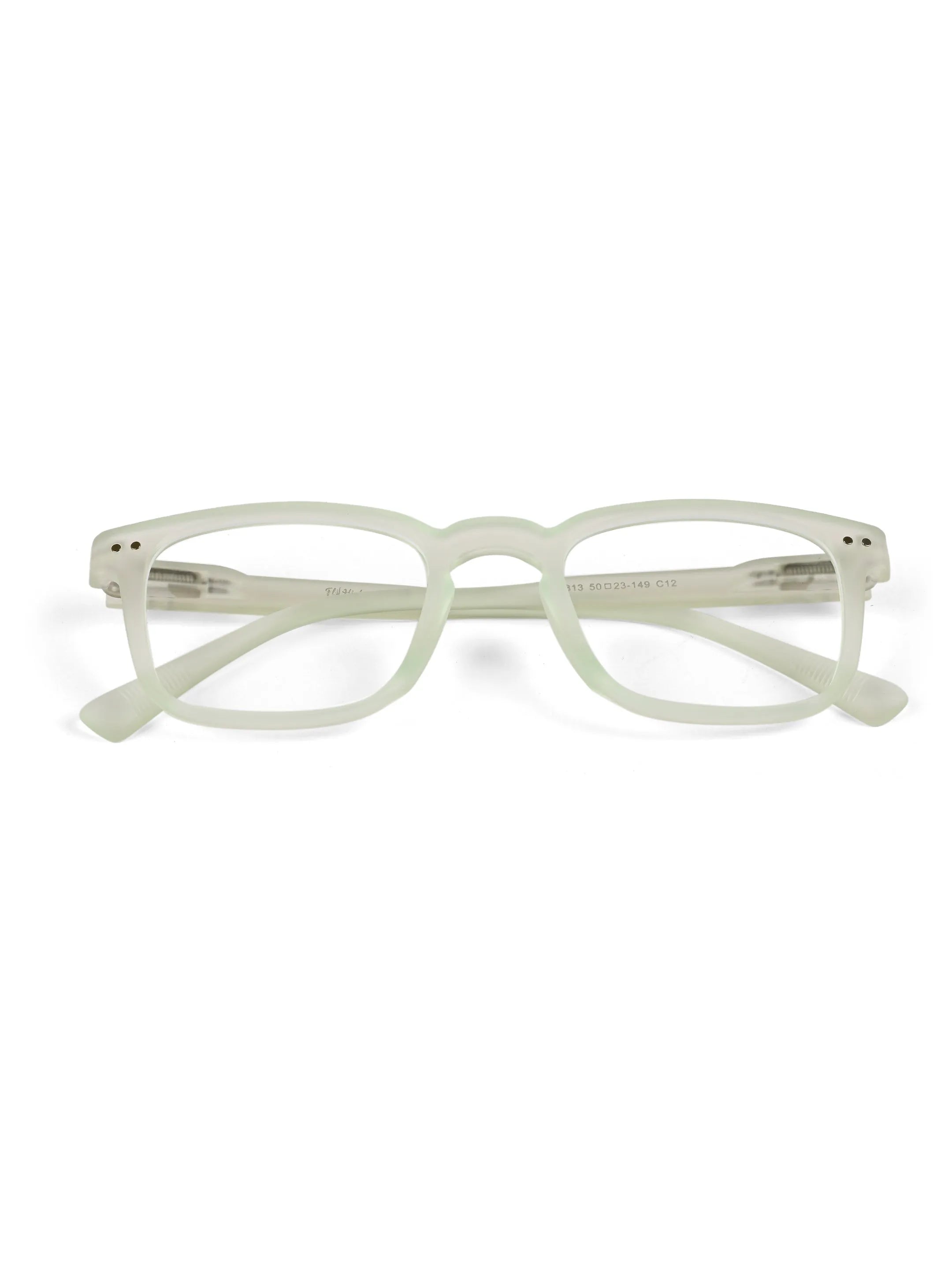 BluArmor | Transparent Light Green Medium Full Rim SQUARE Computer Glasses for Men & Women [Blue Block]