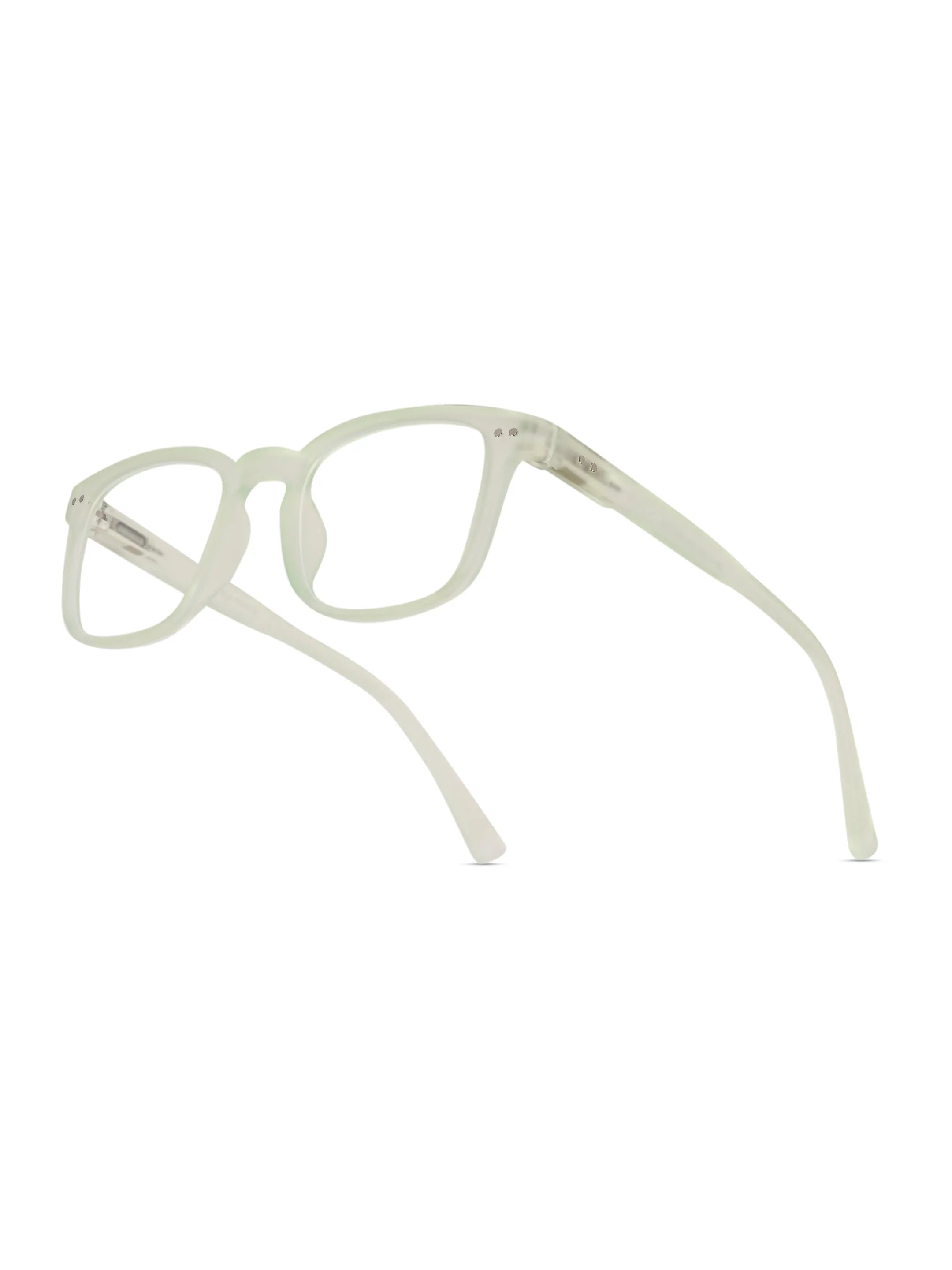 BluArmor | Transparent Light Green Medium Full Rim SQUARE Computer Glasses for Men & Women [Blue Block]