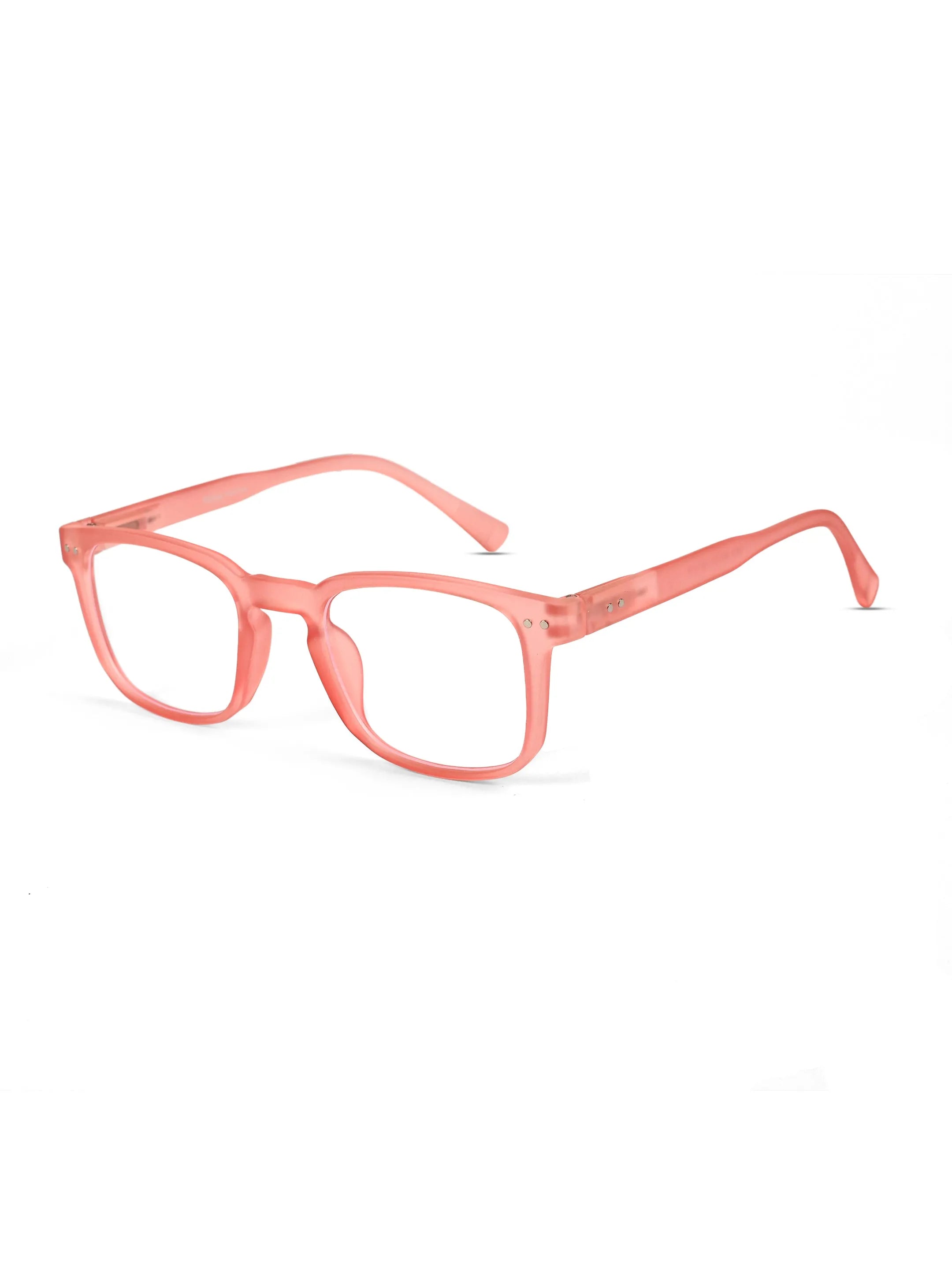 BluArmor | Transparent Red Medium Full Rim SQUARE Computer Glasses for Men & Women [Blue Block]