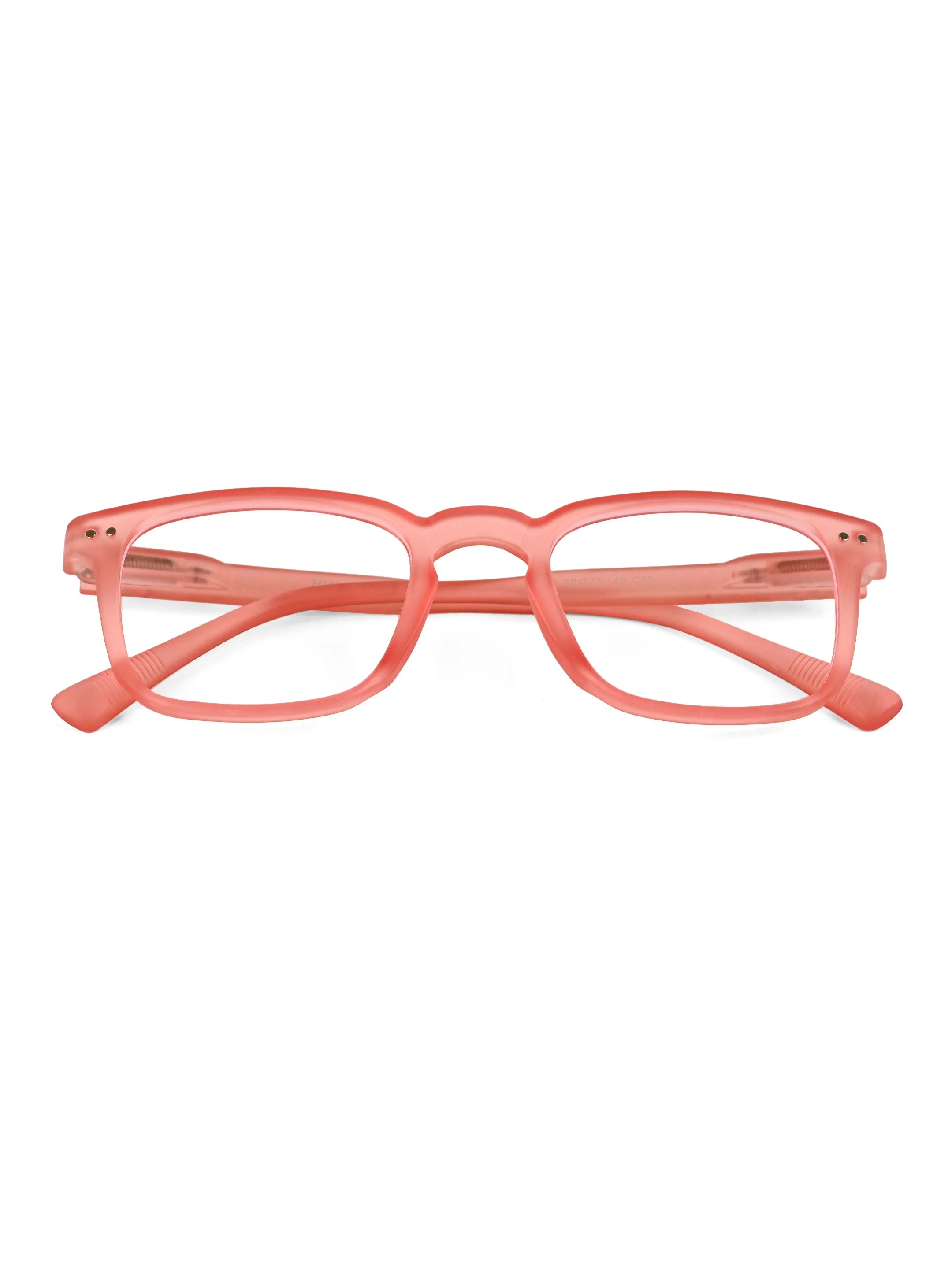 BluArmor | Transparent Red Medium Full Rim SQUARE Computer Glasses for Men & Women [Blue Block]