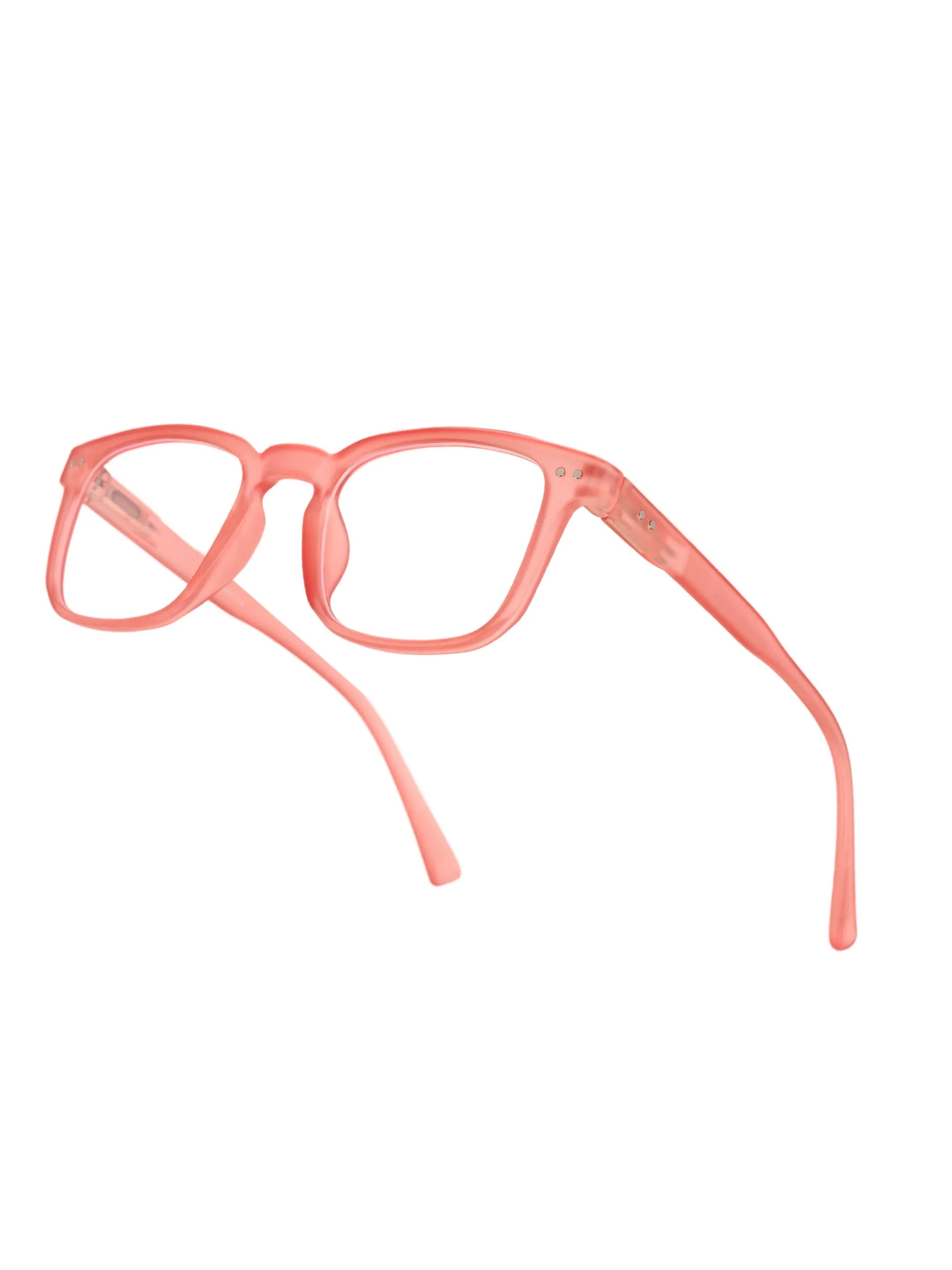 BluArmor | Transparent Red Medium Full Rim SQUARE Computer Glasses for Men & Women [Blue Block]