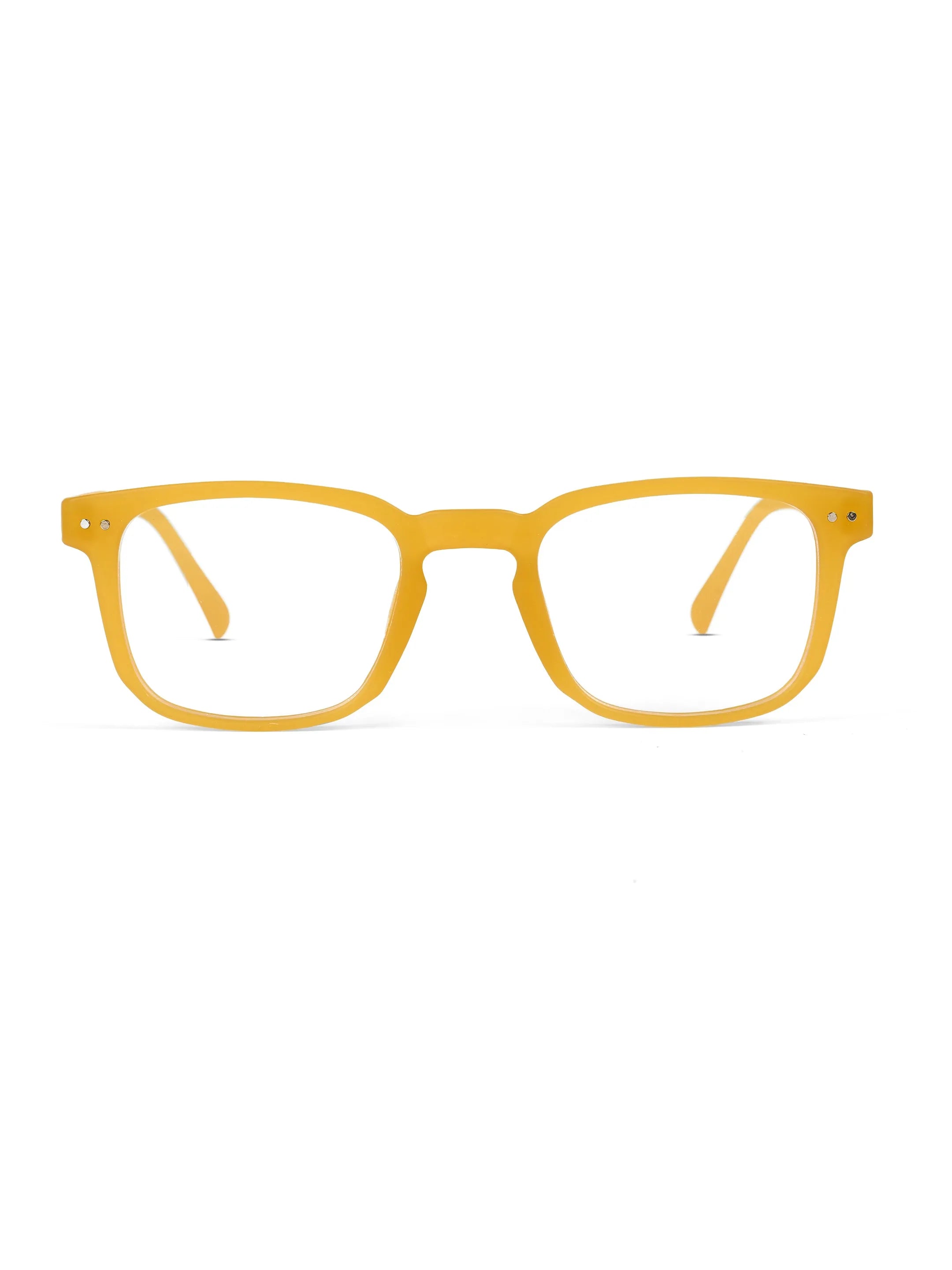 BluArmor | Transparent Orange Medium Full Rim SQUARE Computer Glasses for Men & Women [Blue Block]