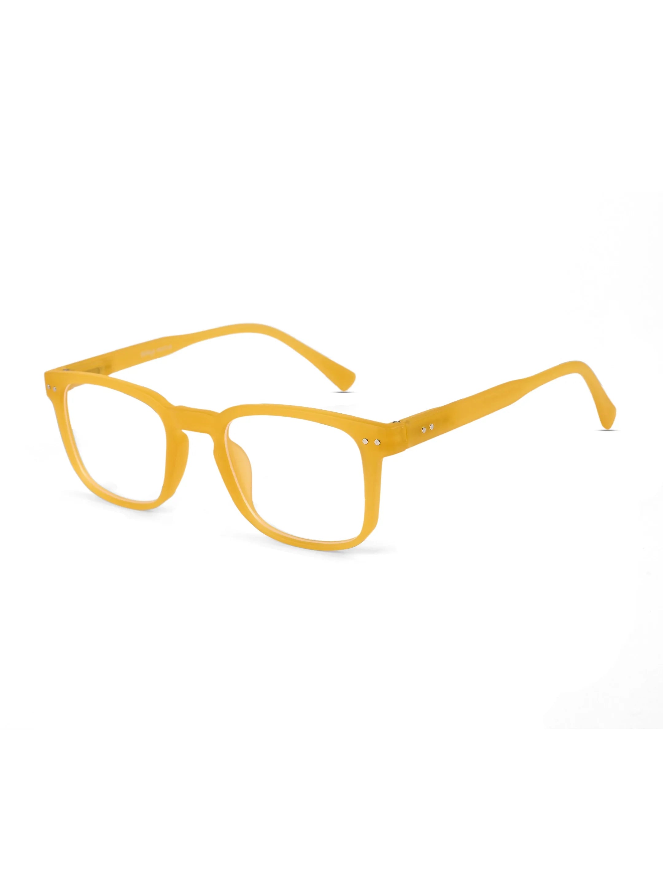 BluArmor | Transparent Orange Medium Full Rim SQUARE Computer Glasses for Men & Women [Blue Block]