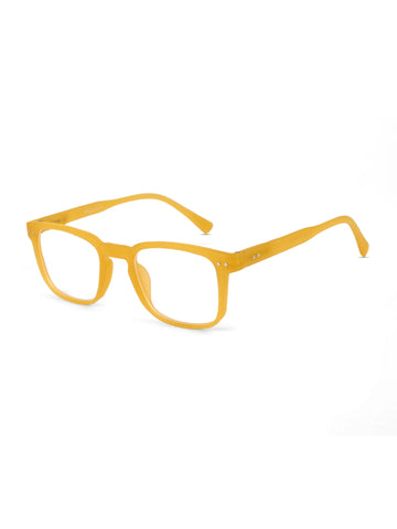 BluArmor | Transparent Orange Medium Full Rim SQUARE Computer Glasses for Men & Women [Blue Block]