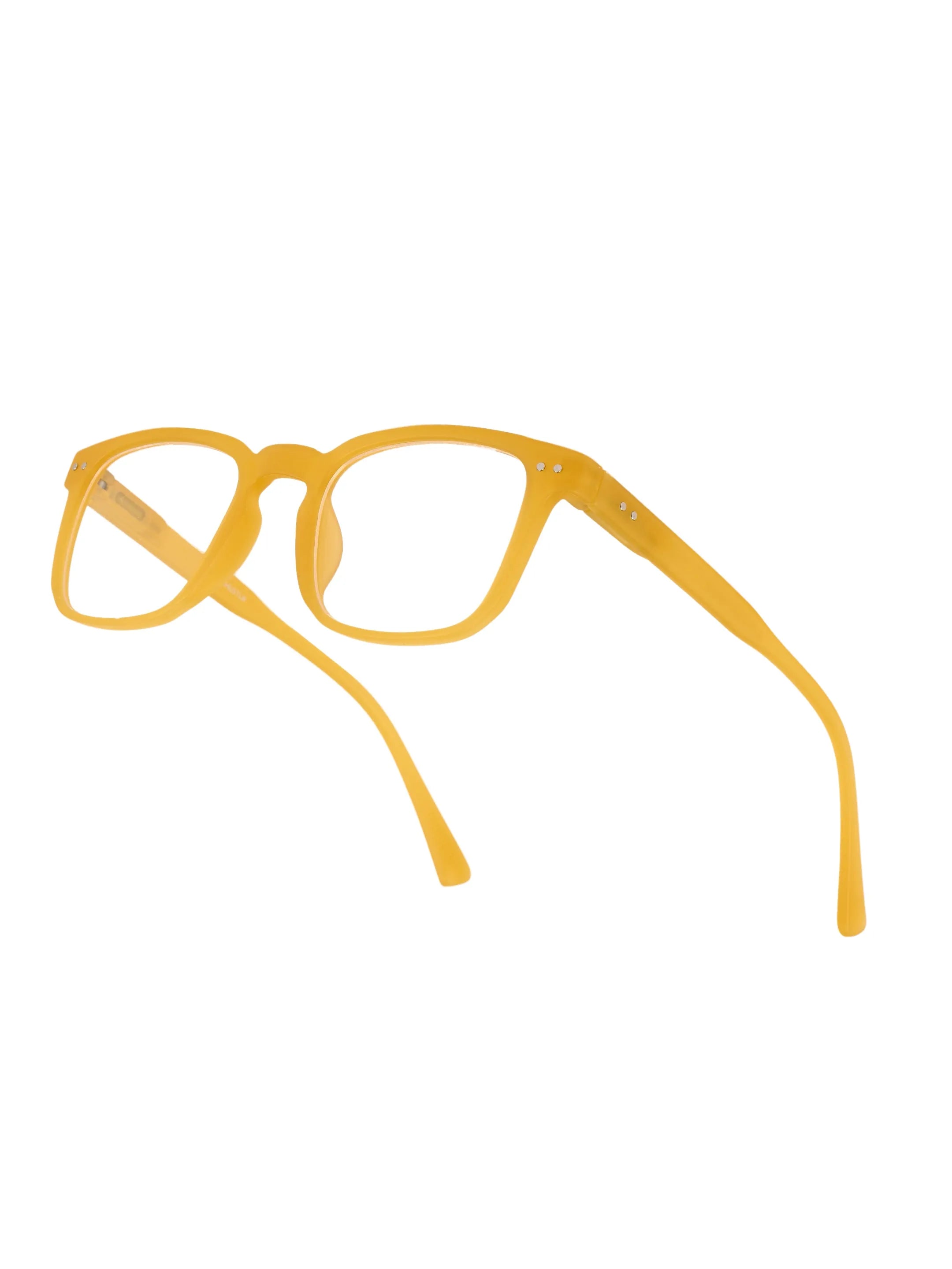 BluArmor | Transparent Orange Medium Full Rim SQUARE Computer Glasses for Men & Women [Blue Block]