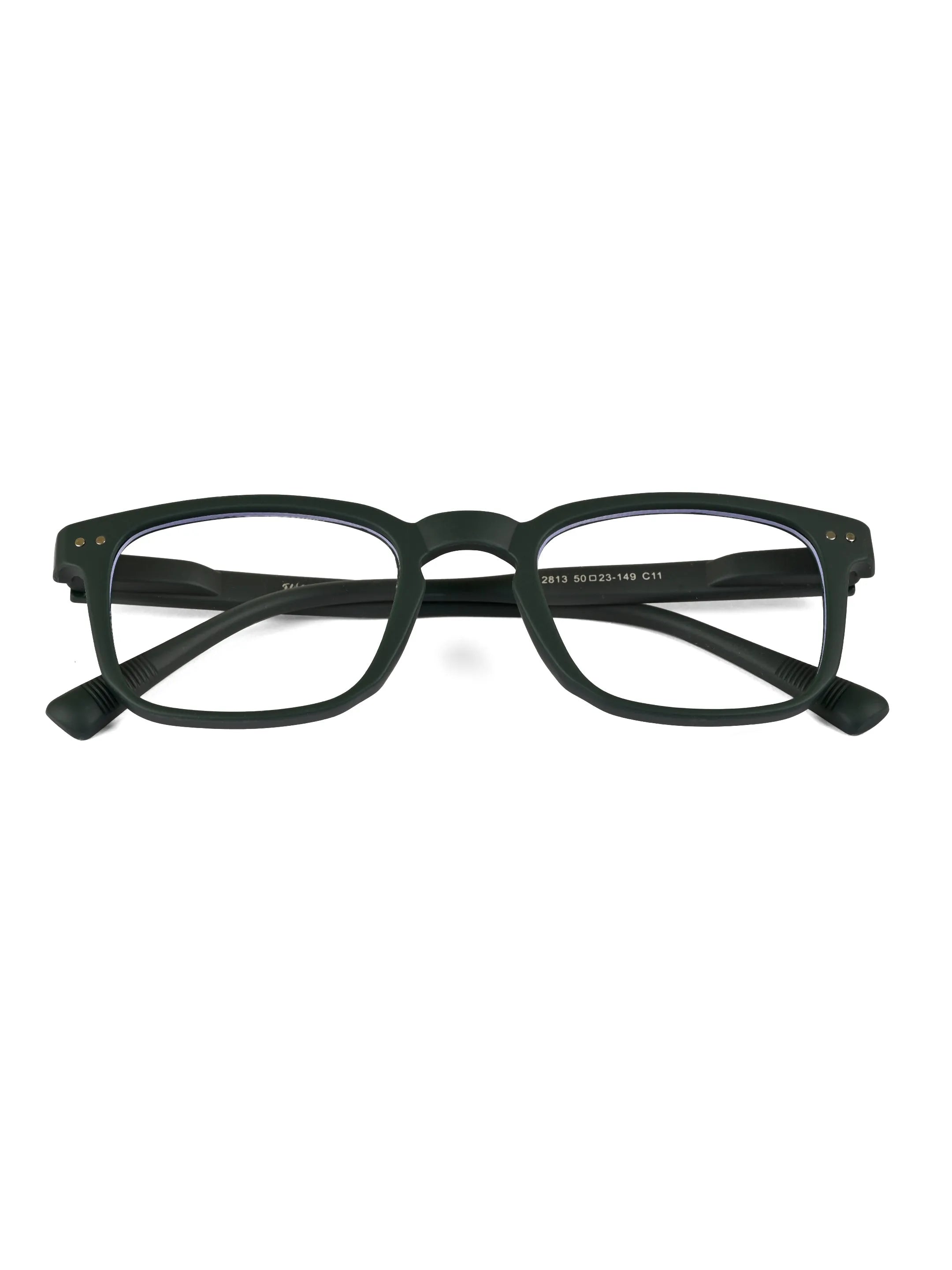 BluArmor | Green Medium Full Rim SQUARE Computer Glasses for Men & Women [Blue Block]