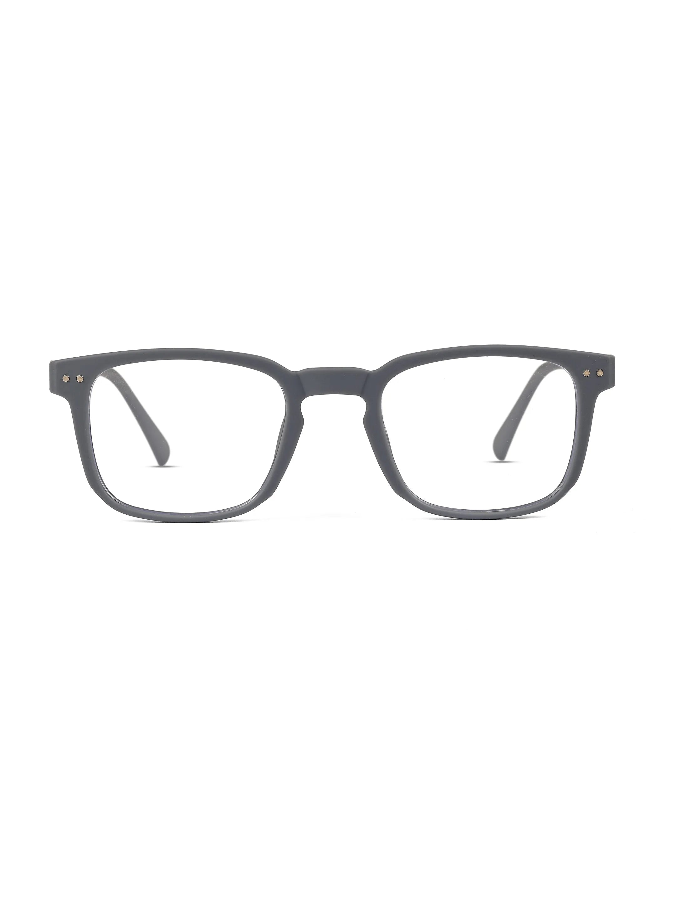 BluArmor | Grey Medium Full Rim SQUARE Computer Glasses for Men & Women [Blue Block]