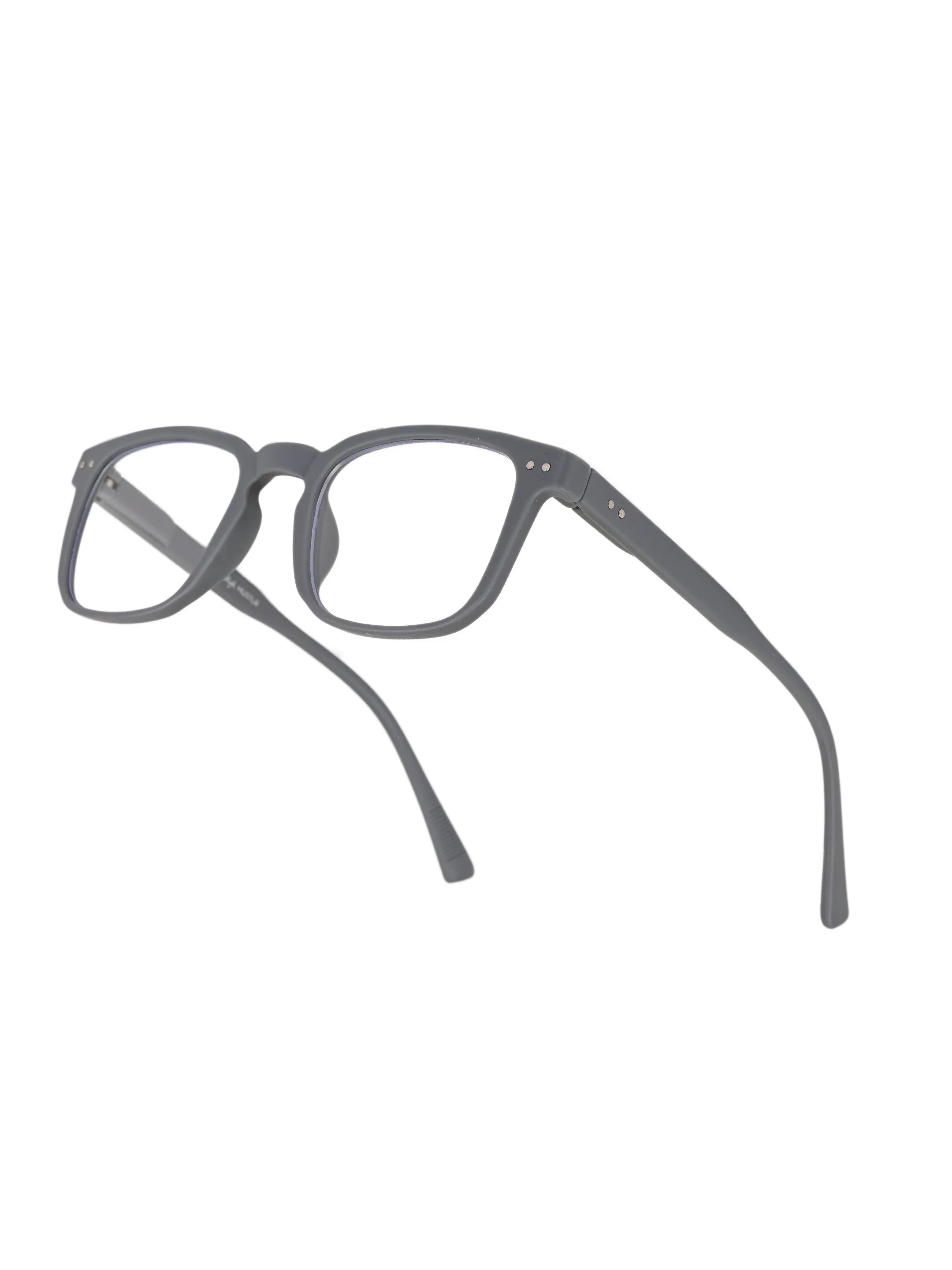 BluArmor | Grey Medium Full Rim SQUARE Computer Glasses for Men & Women [Blue Block]
