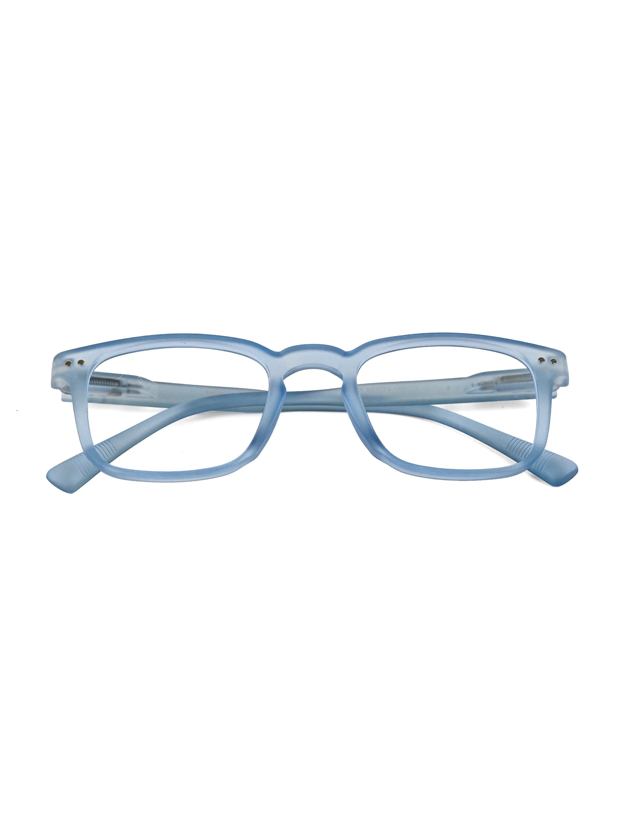 BluArmor | Transparent Blue Medium Full Rim SQUARE Computer Glasses for Men & Women [Blue Block]