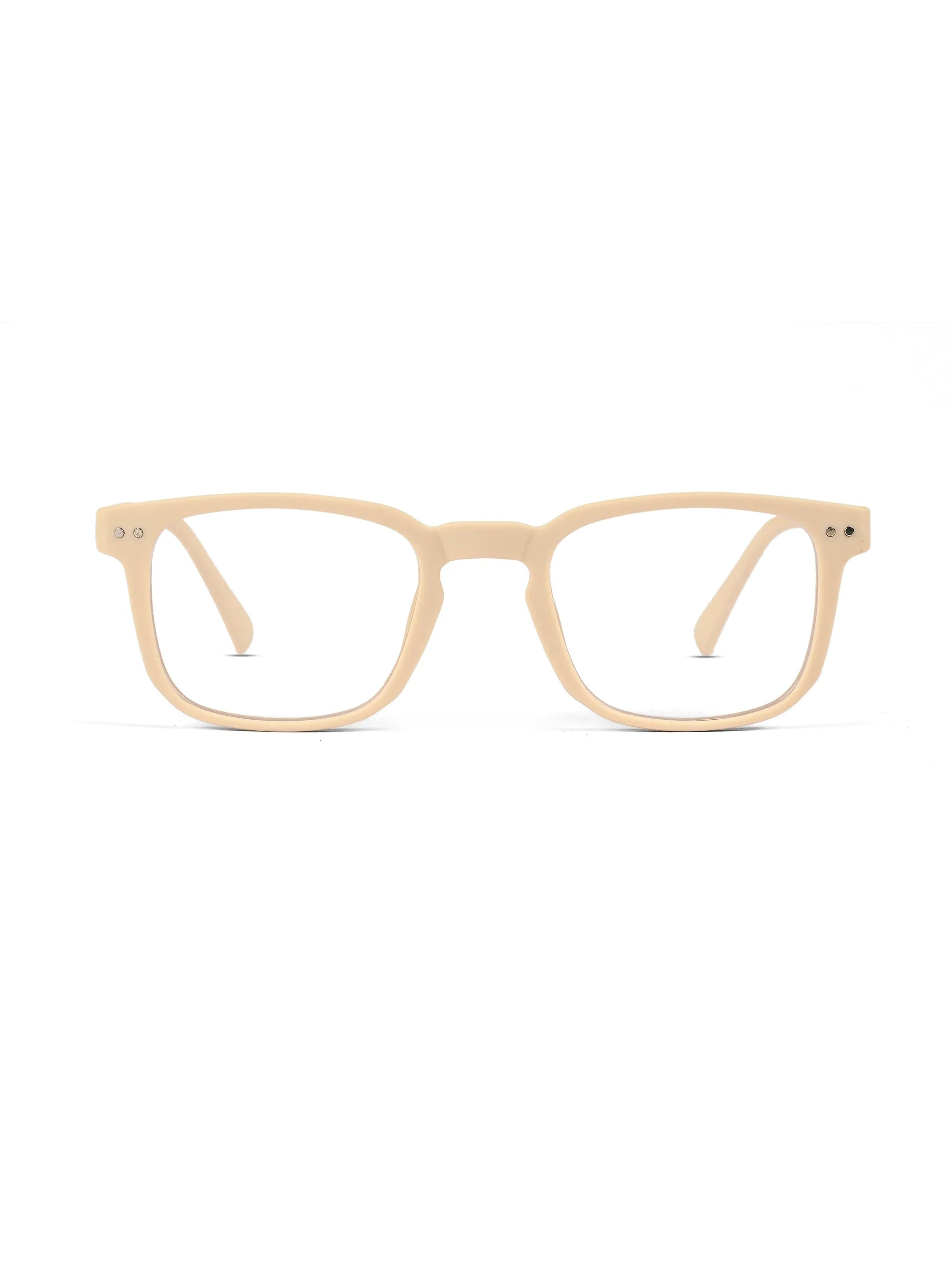 BluArmor | Cream Medium Full Rim SQUARE Computer Glasses for Men & Women [Blue Block]