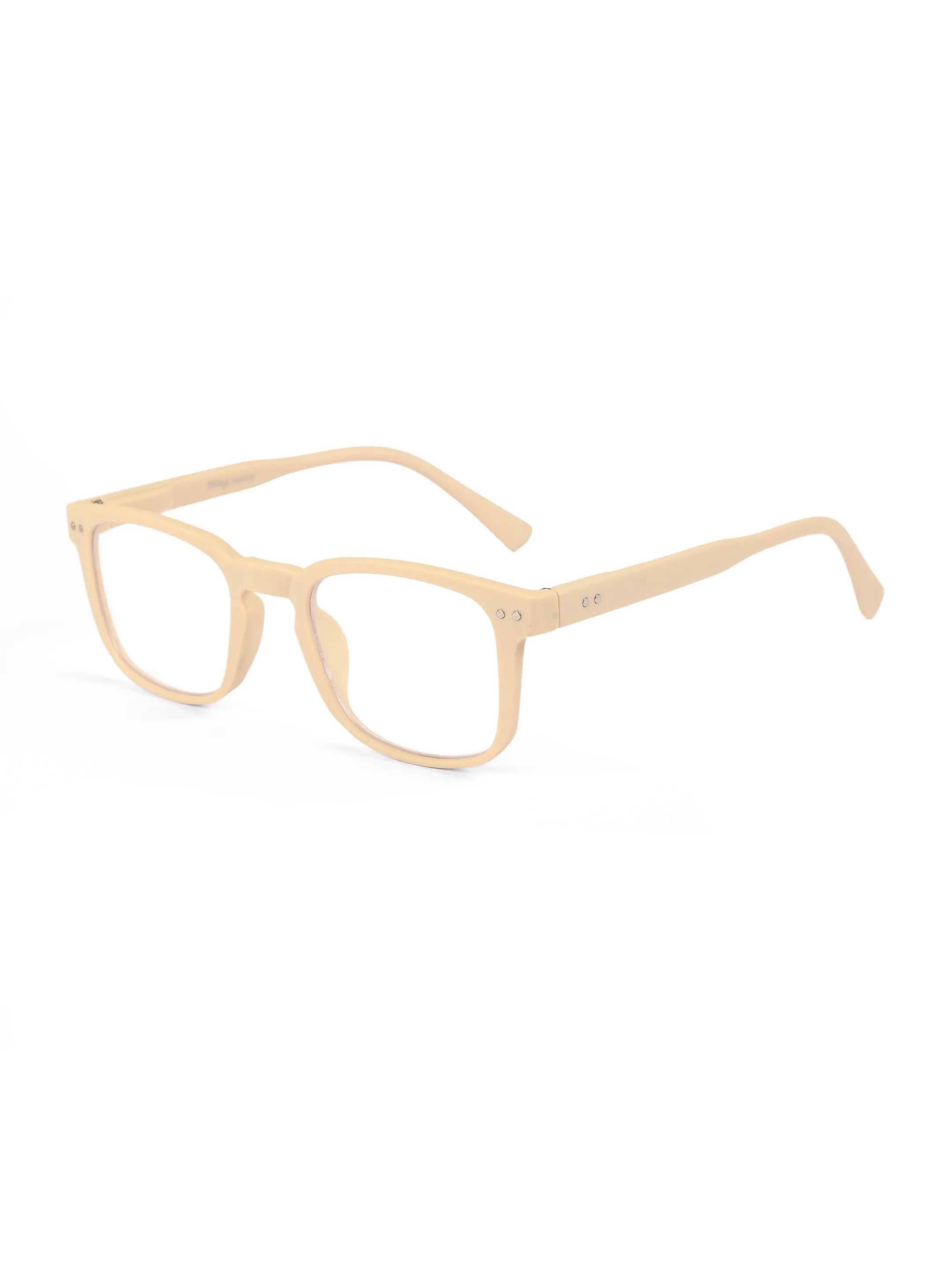 BluArmor | Cream Medium Full Rim SQUARE Computer Glasses for Men & Women [Blue Block]