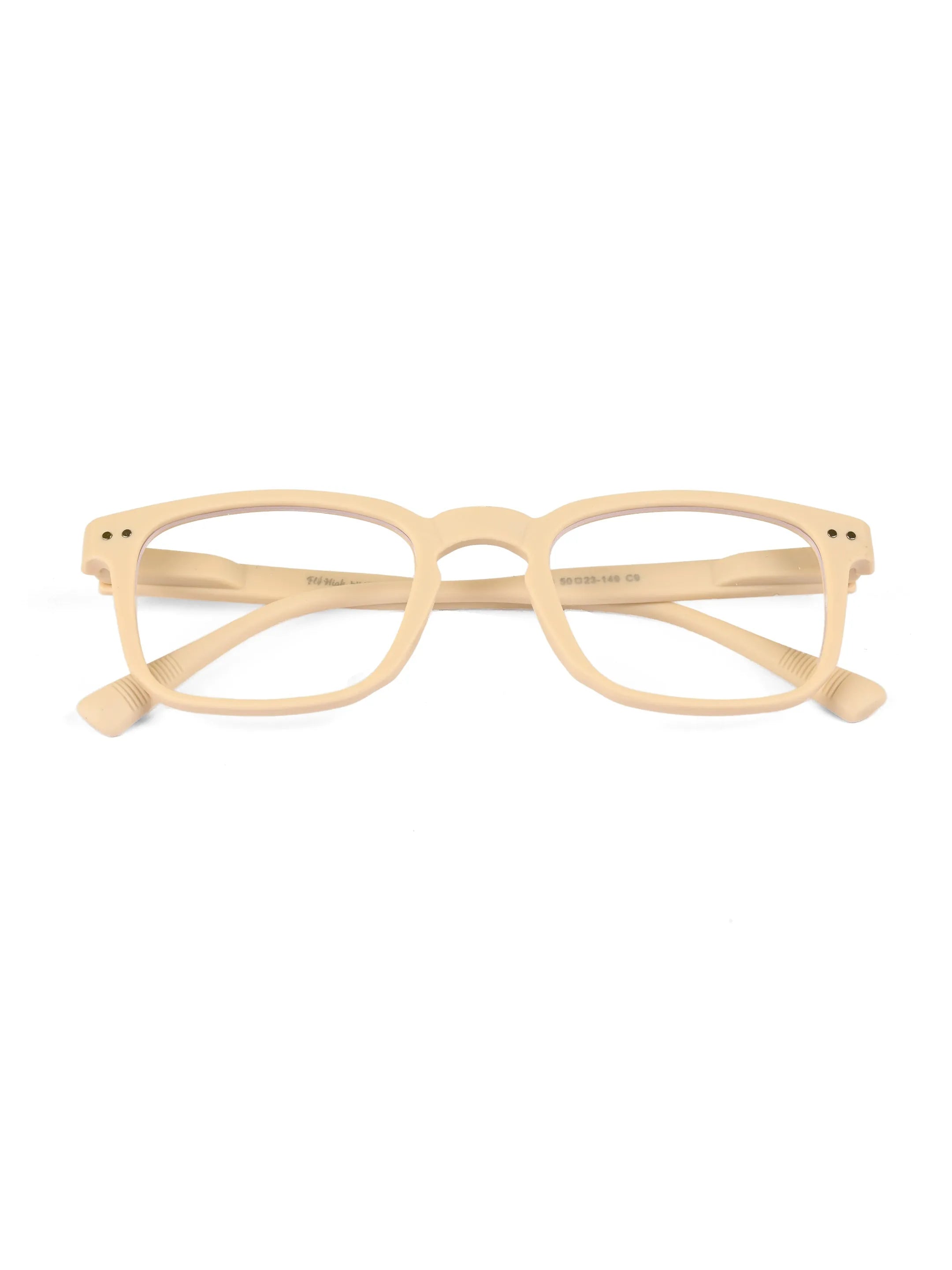 BluArmor | Cream Medium Full Rim SQUARE Computer Glasses for Men & Women [Blue Block]