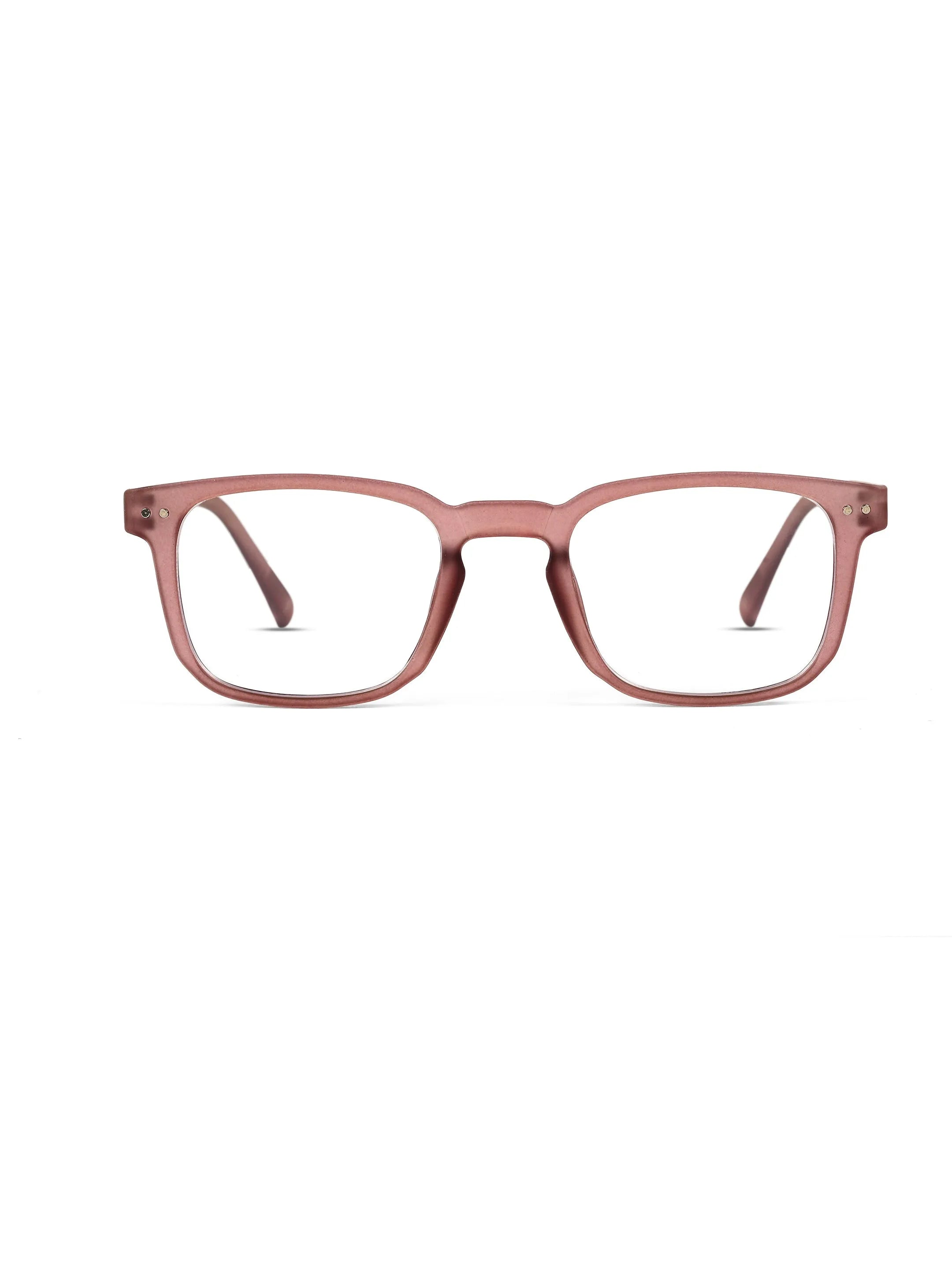 BluArmor | Transparent Mate Maroon Medium Full Rim SQUARE Computer Glasses for Men & Women [Blue Block]