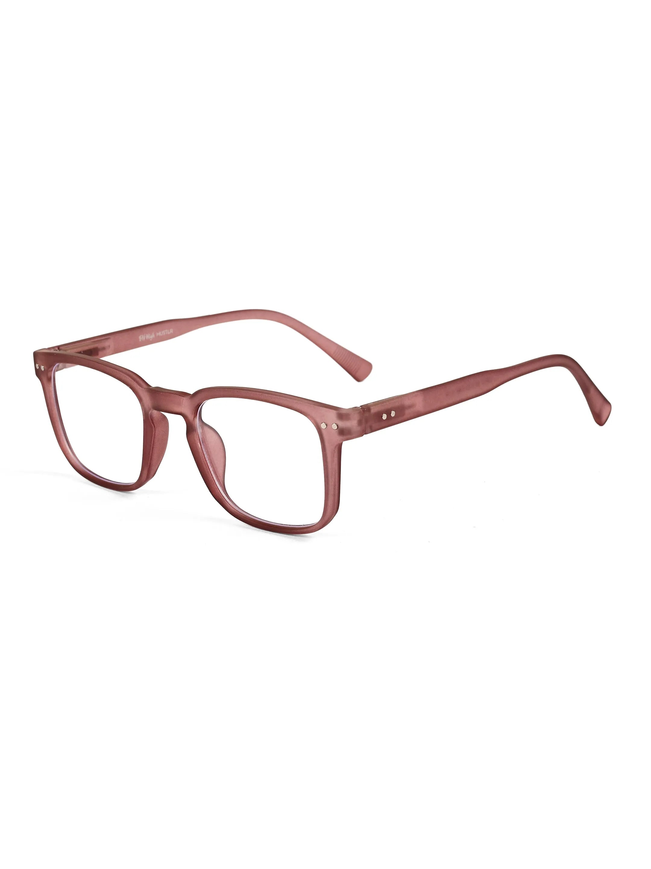 BluArmor | Transparent Mate Maroon Medium Full Rim SQUARE Computer Glasses for Men & Women [Blue Block]