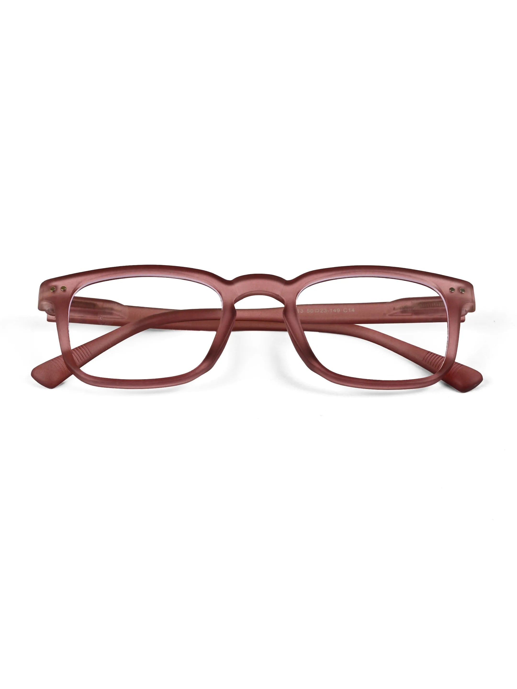 BluArmor | Transparent Mate Maroon Medium Full Rim SQUARE Computer Glasses for Men & Women [Blue Block]
