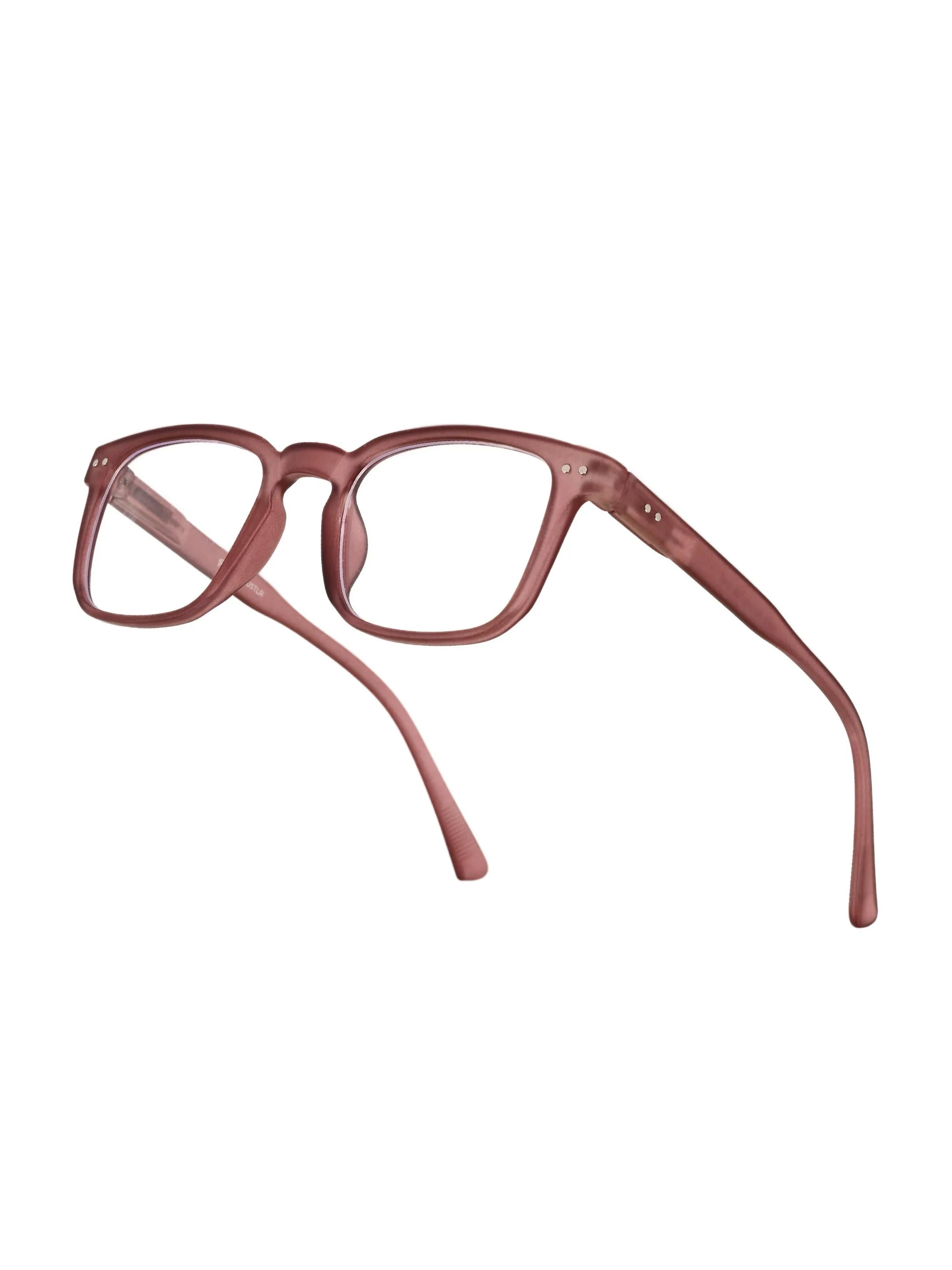 BluArmor | Transparent Mate Maroon Medium Full Rim SQUARE Computer Glasses for Men & Women [Blue Block]