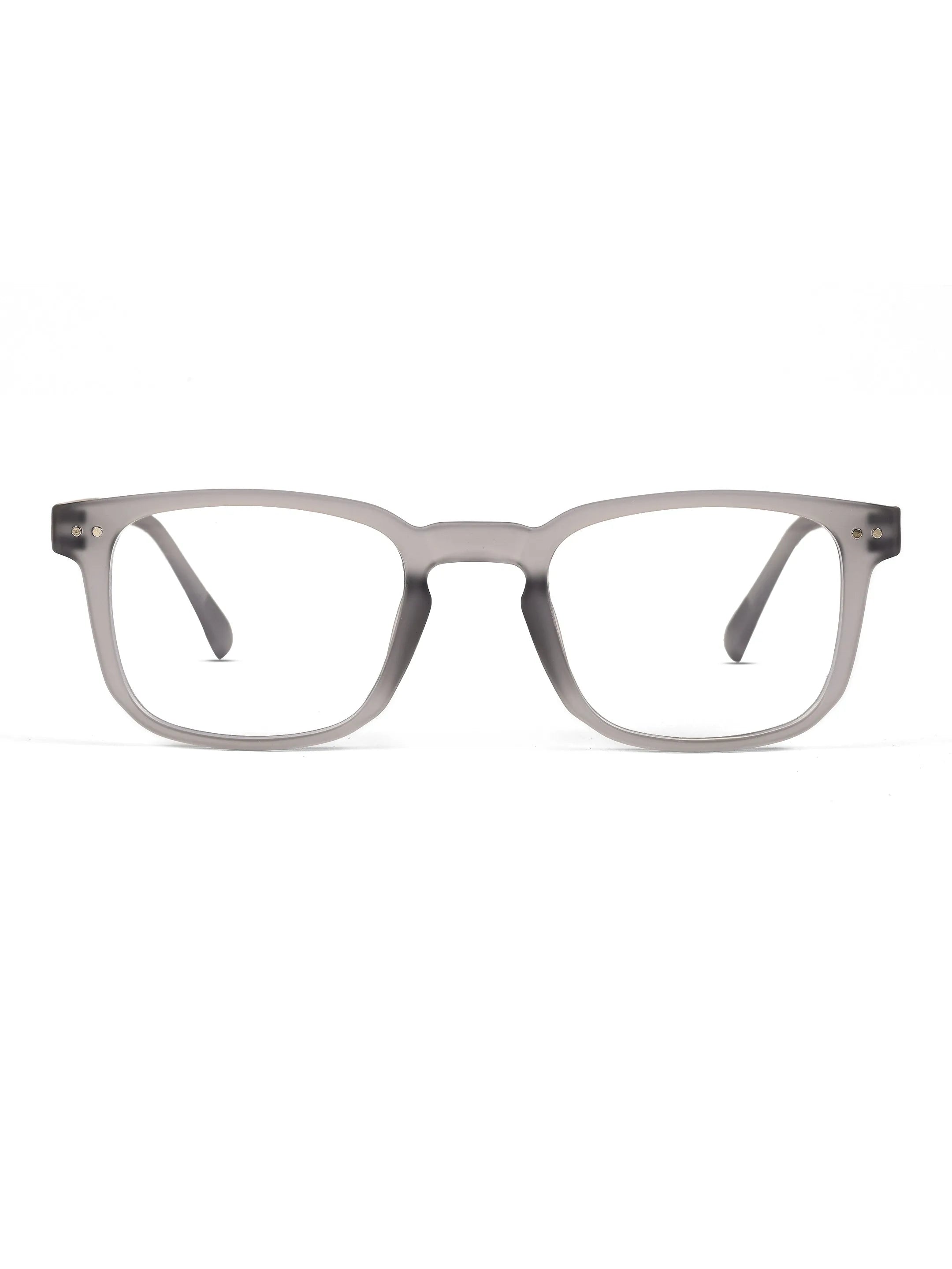 BluArmor | Transparent Smoke Medium Full Rim SQUARE Computer Glasses for Men & Women [Blue Block]