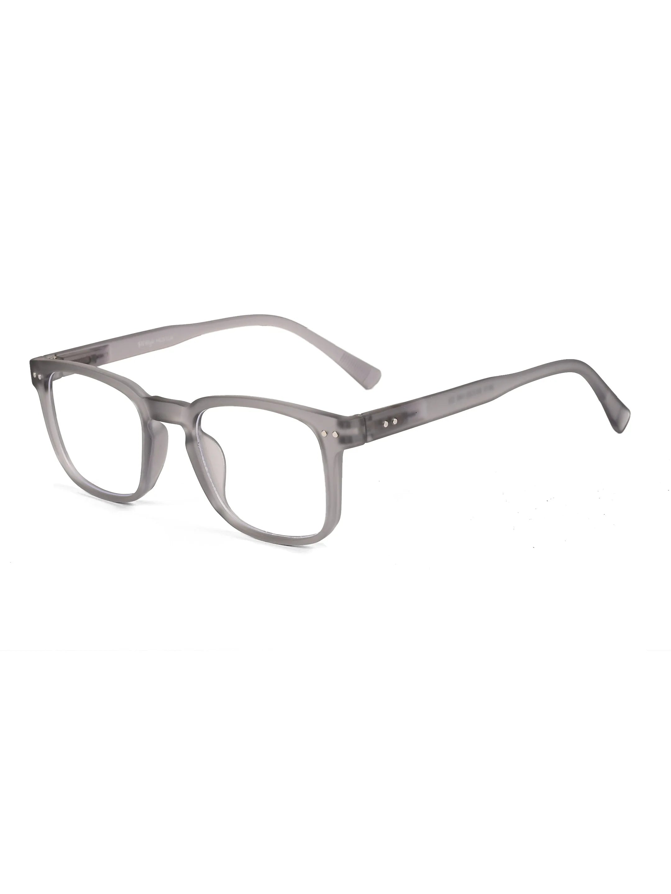BluArmor | Transparent Smoke Medium Full Rim SQUARE Computer Glasses for Men & Women [Blue Block]