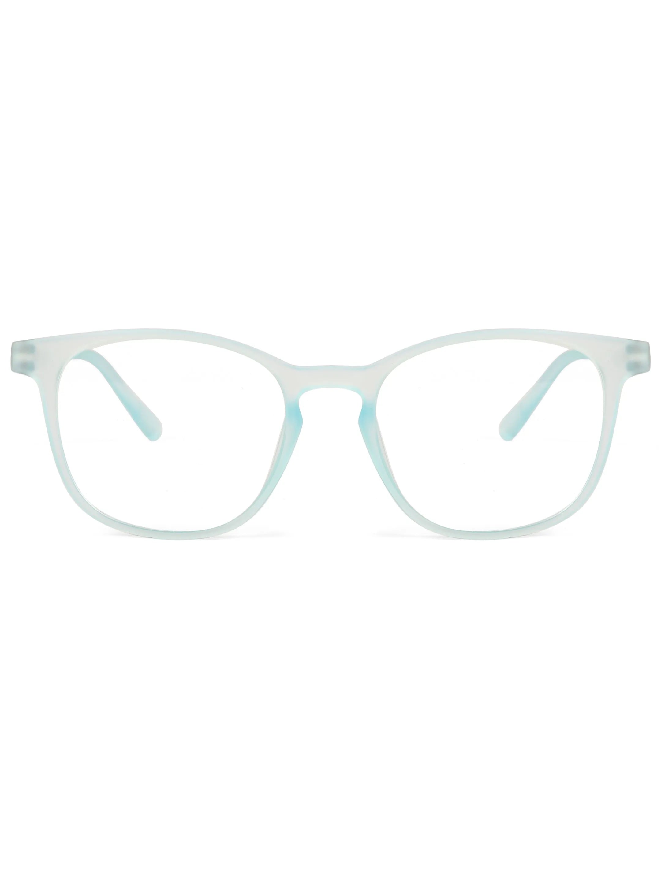 Clario | Transparent Skyblue Medium Full Rim RECTANGLE Computer Glasses for Men & Women [Blue Block]