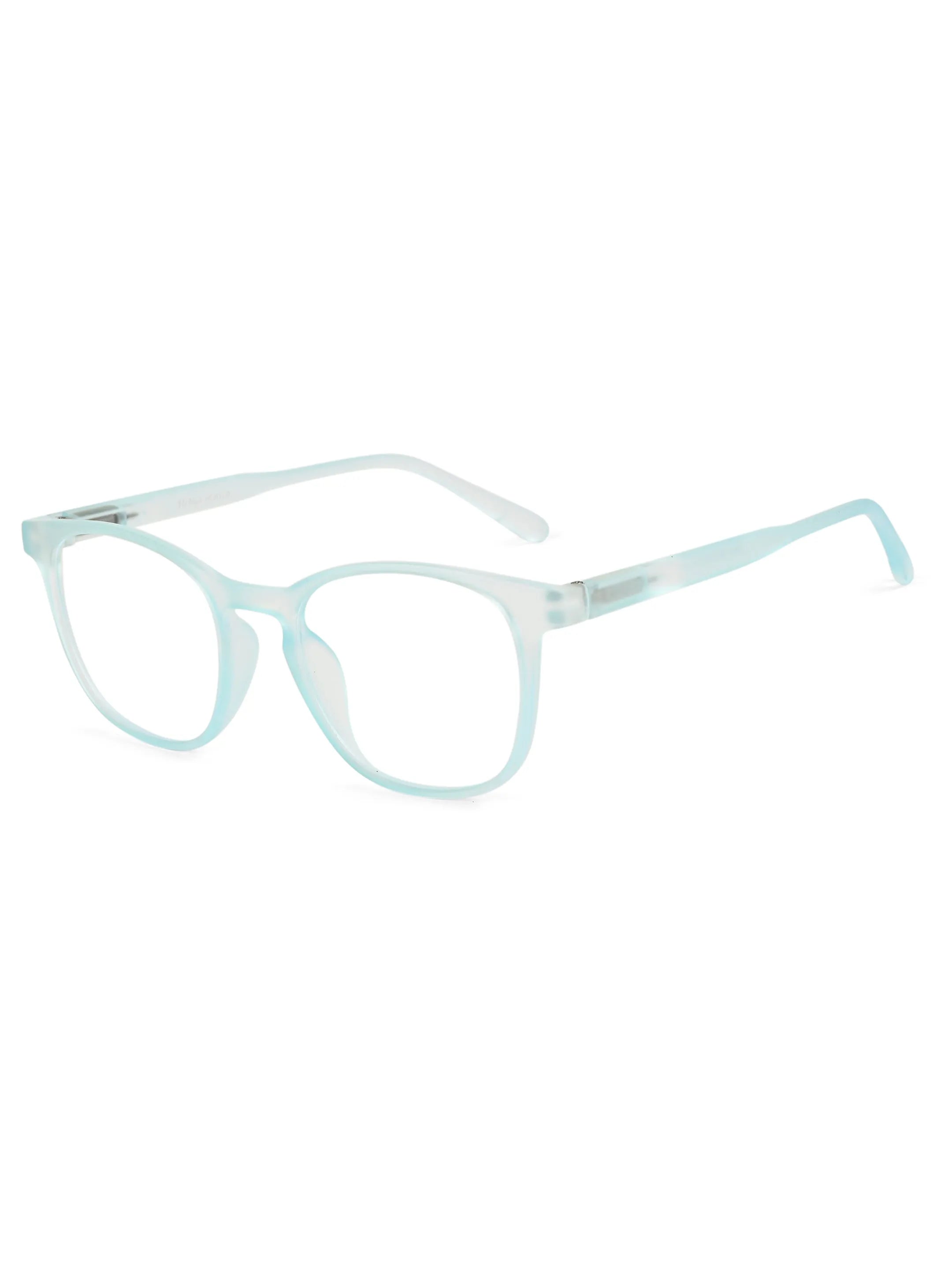 Clario | Transparent Skyblue Medium Full Rim RECTANGLE Computer Glasses for Men & Women [Blue Block]