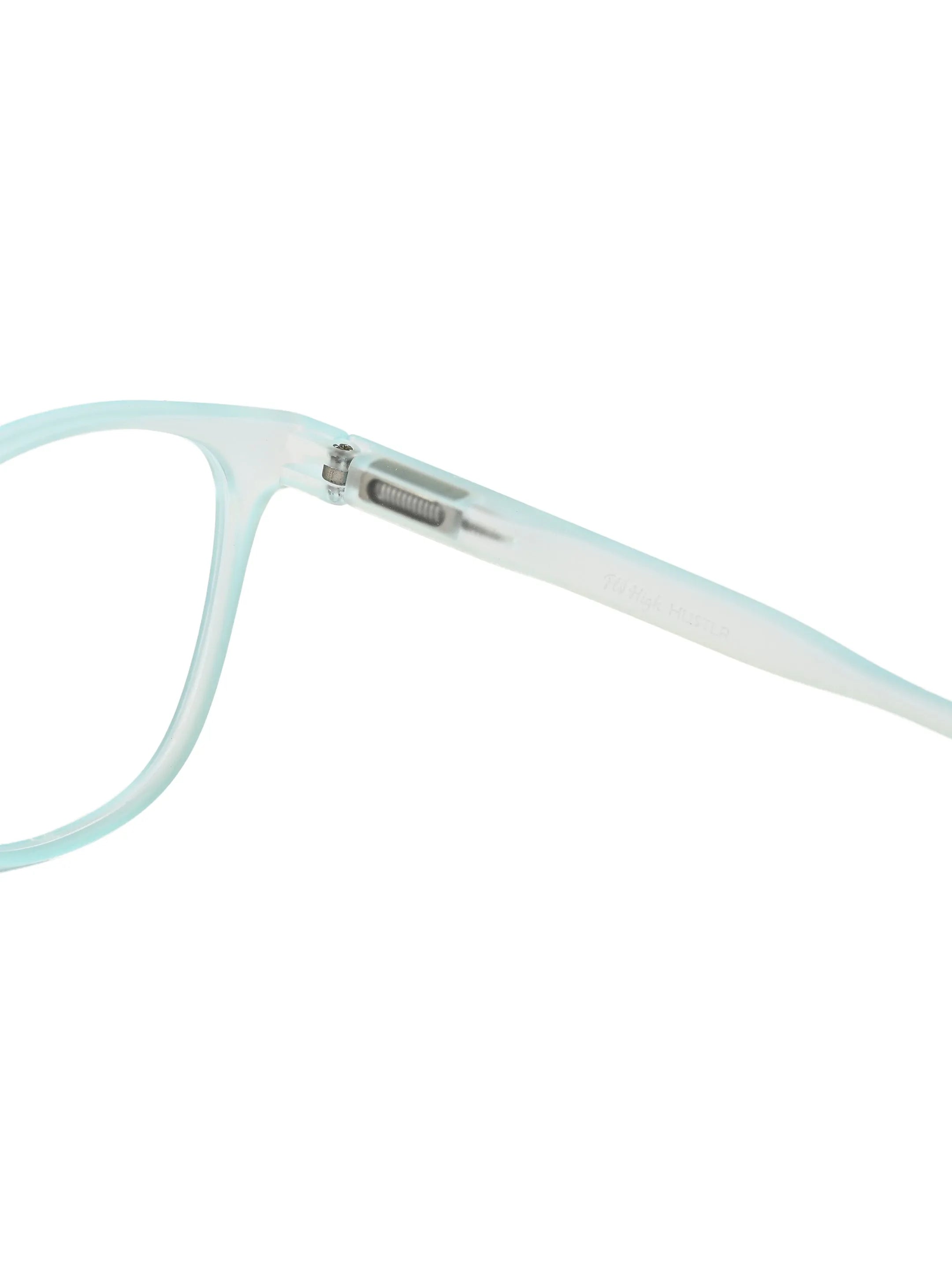 Clario | Transparent Skyblue Medium Full Rim RECTANGLE Computer Glasses for Men & Women [Blue Block]