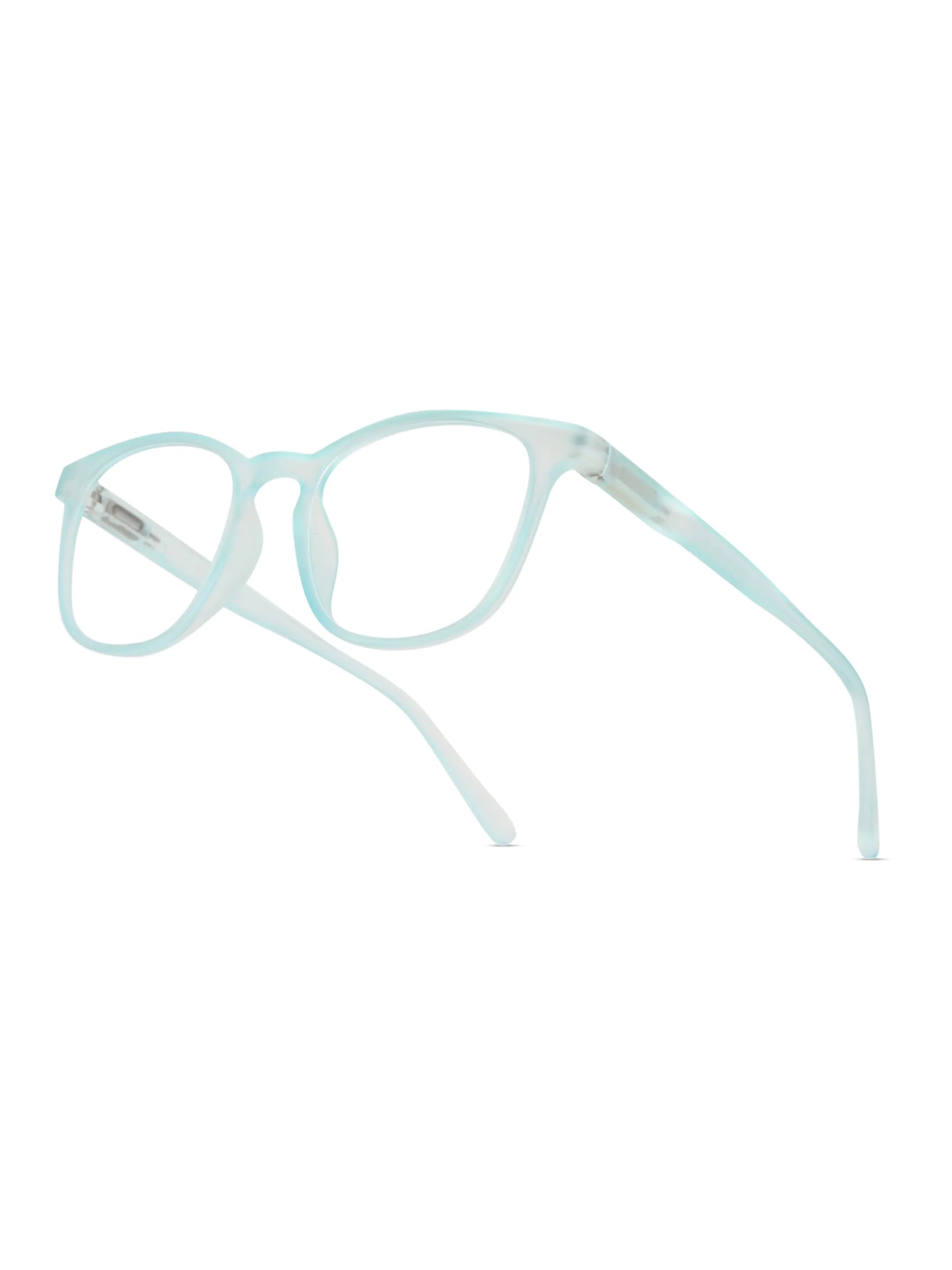 Clario | Transparent Skyblue Medium Full Rim RECTANGLE Computer Glasses for Men & Women [Blue Block]