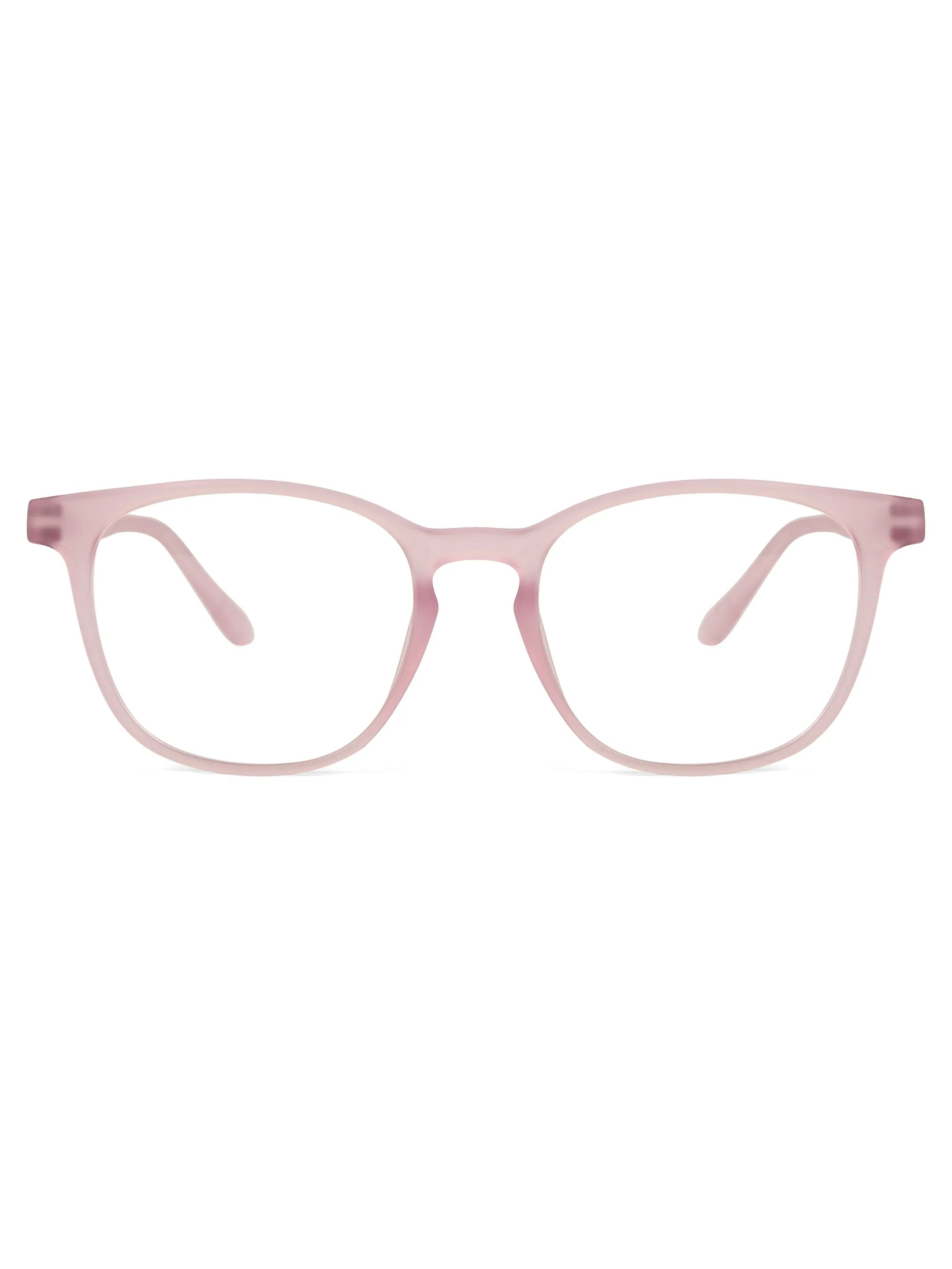 Clario | Baby Pink Medium Full Rim RECTANGLE Computer Glasses for Men & Women [Blue Block]
