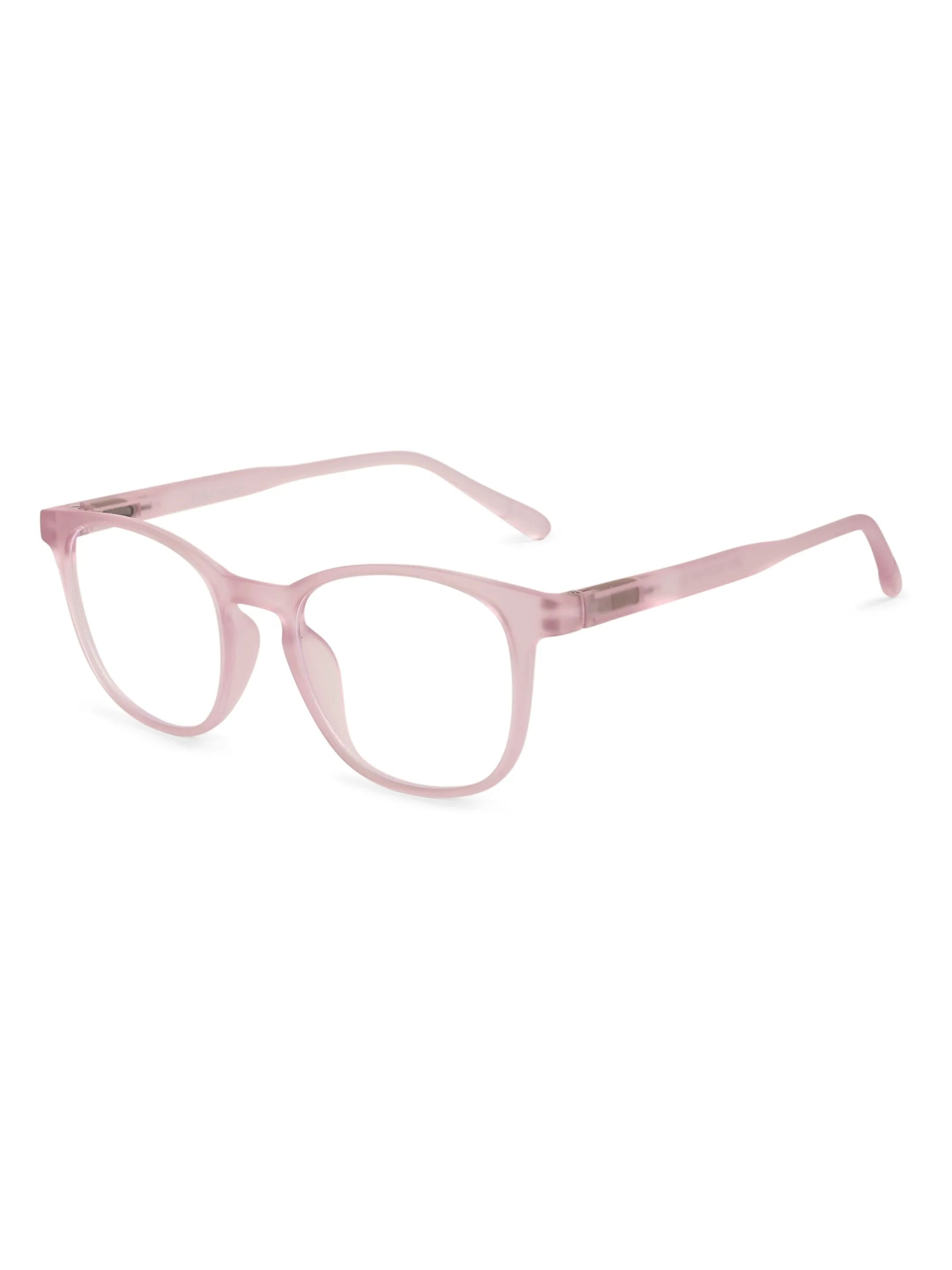 Clario | Baby Pink Medium Full Rim RECTANGLE Computer Glasses for Men & Women [Blue Block]