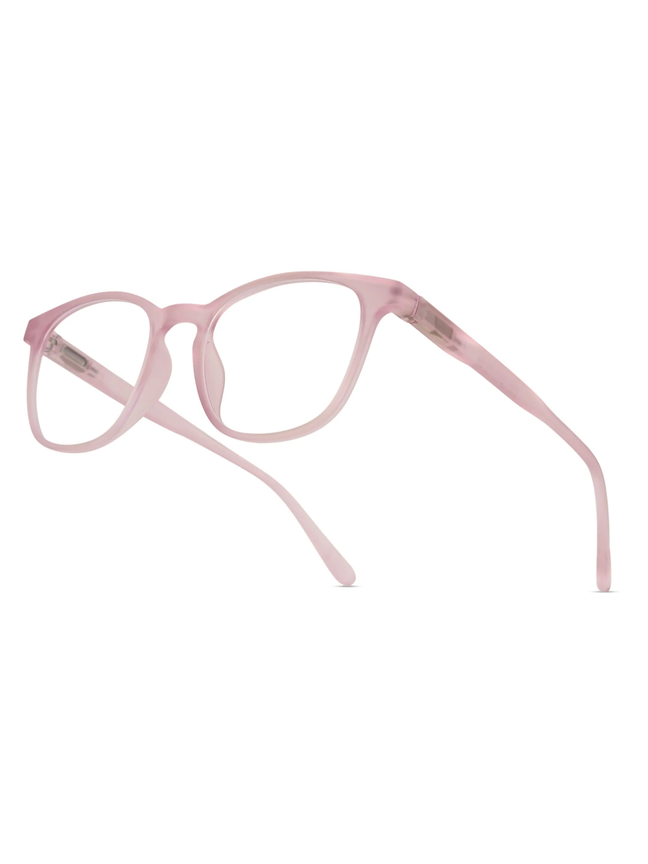 Clario | Baby Pink Medium Full Rim RECTANGLE Computer Glasses for Men & Women [Blue Block]