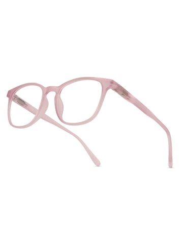 Clario | Baby Pink Medium Full Rim RECTANGLE Computer Glasses for Men & Women [Blue Block]