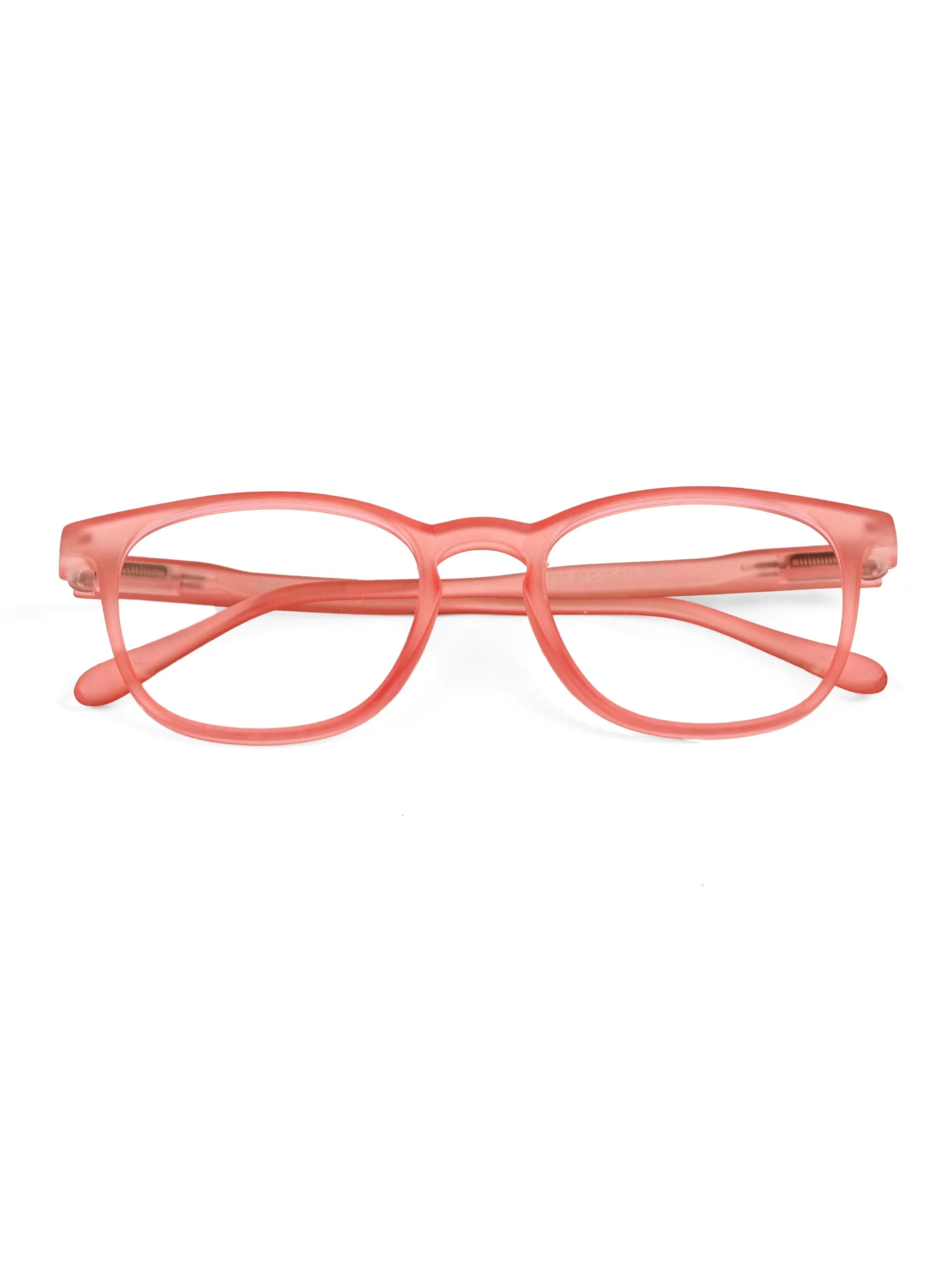 Clario | Transparent Red Medium Full Rim RECTANGLE Computer Glasses for Men & Women [Blue Block]