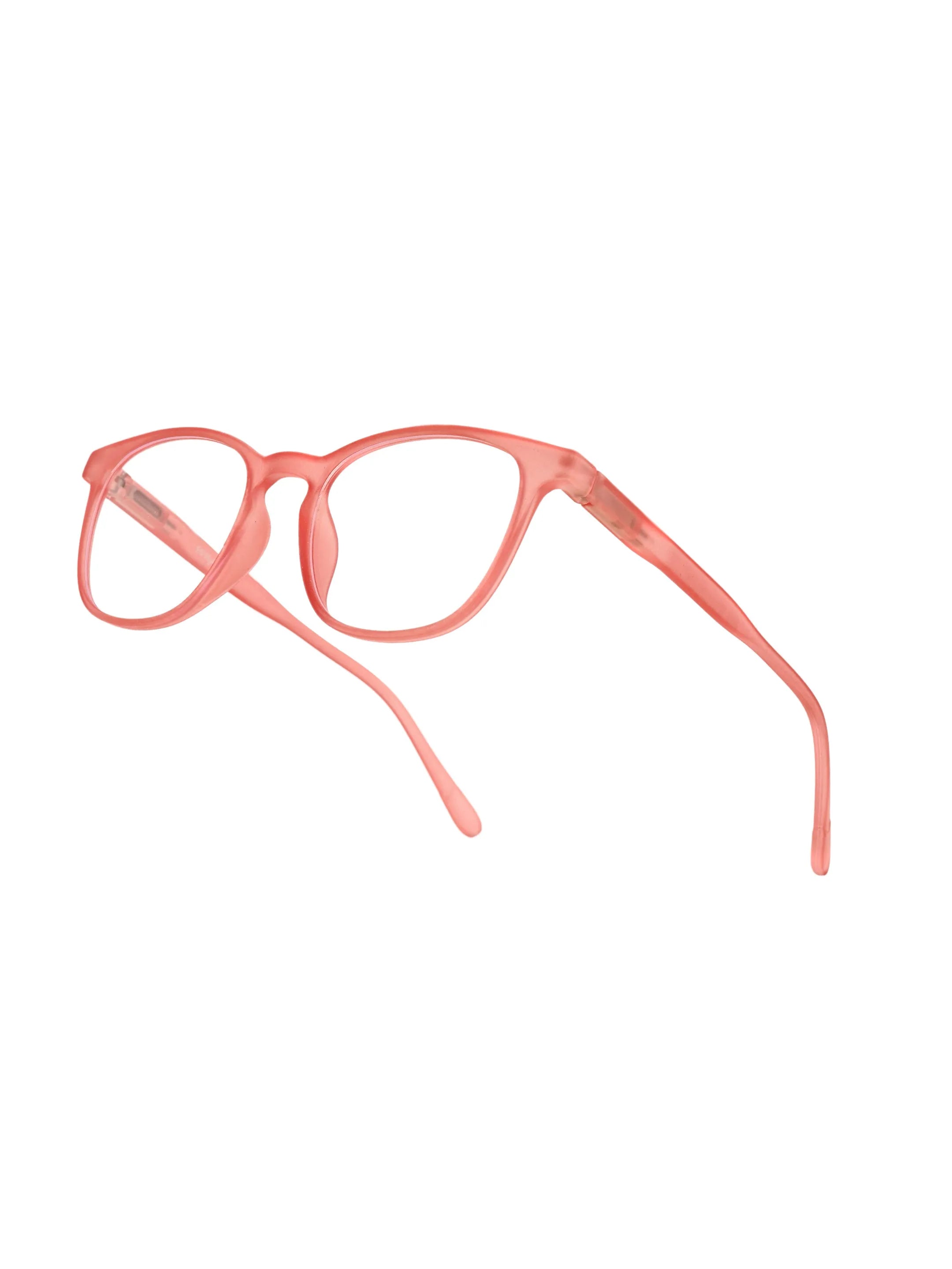 Clario | Transparent Red Medium Full Rim RECTANGLE Computer Glasses for Men & Women [Blue Block]