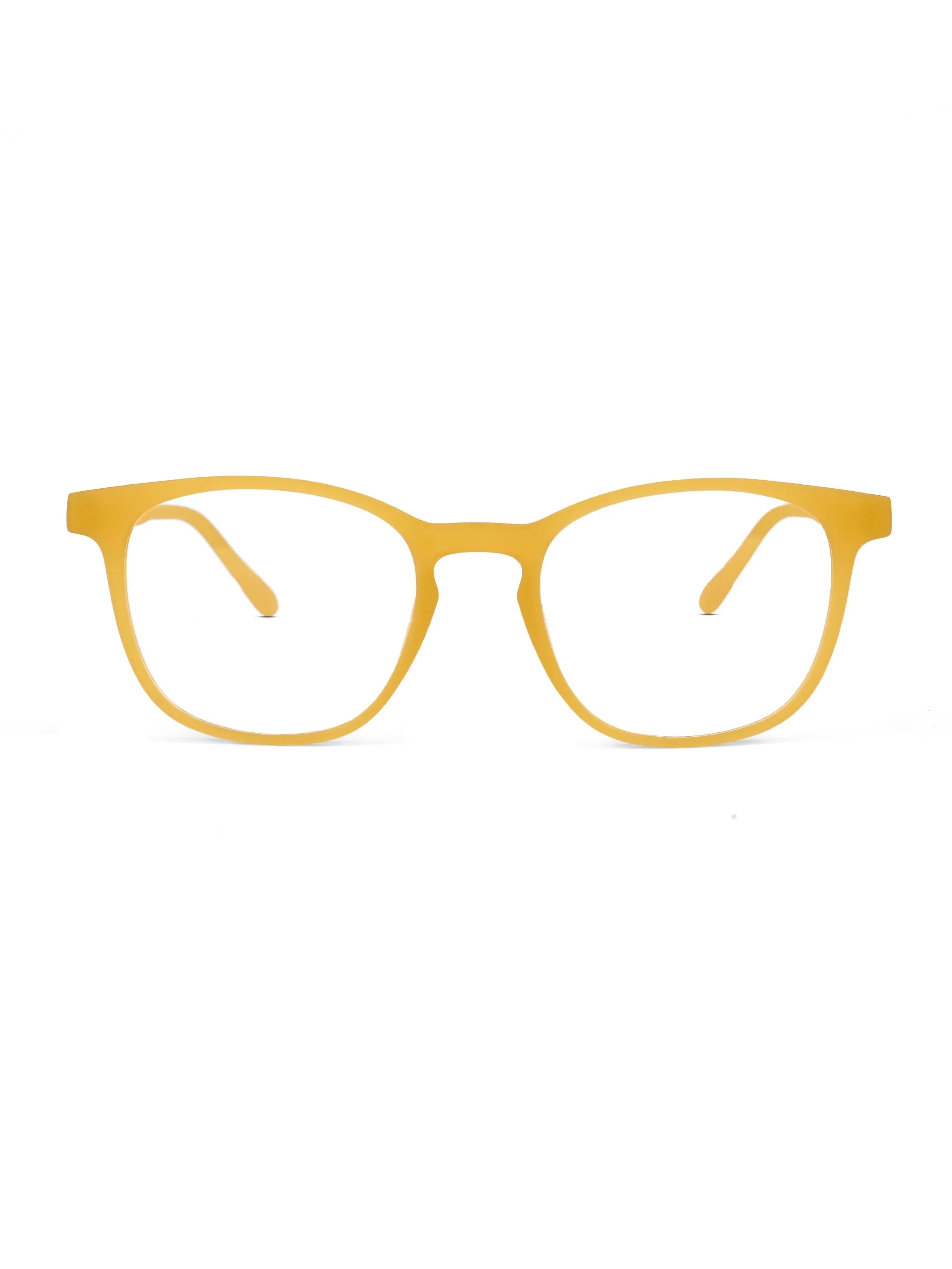 Clario | Transparent Orange Medium Full Rim RECTANGLE Computer Glasses for Men & Women [Blue Block]