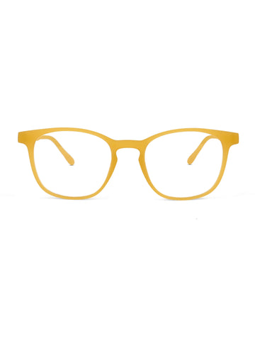 Clario | Transparent Orange Medium Full Rim RECTANGLE Computer Glasses for Men & Women [Blue Block]