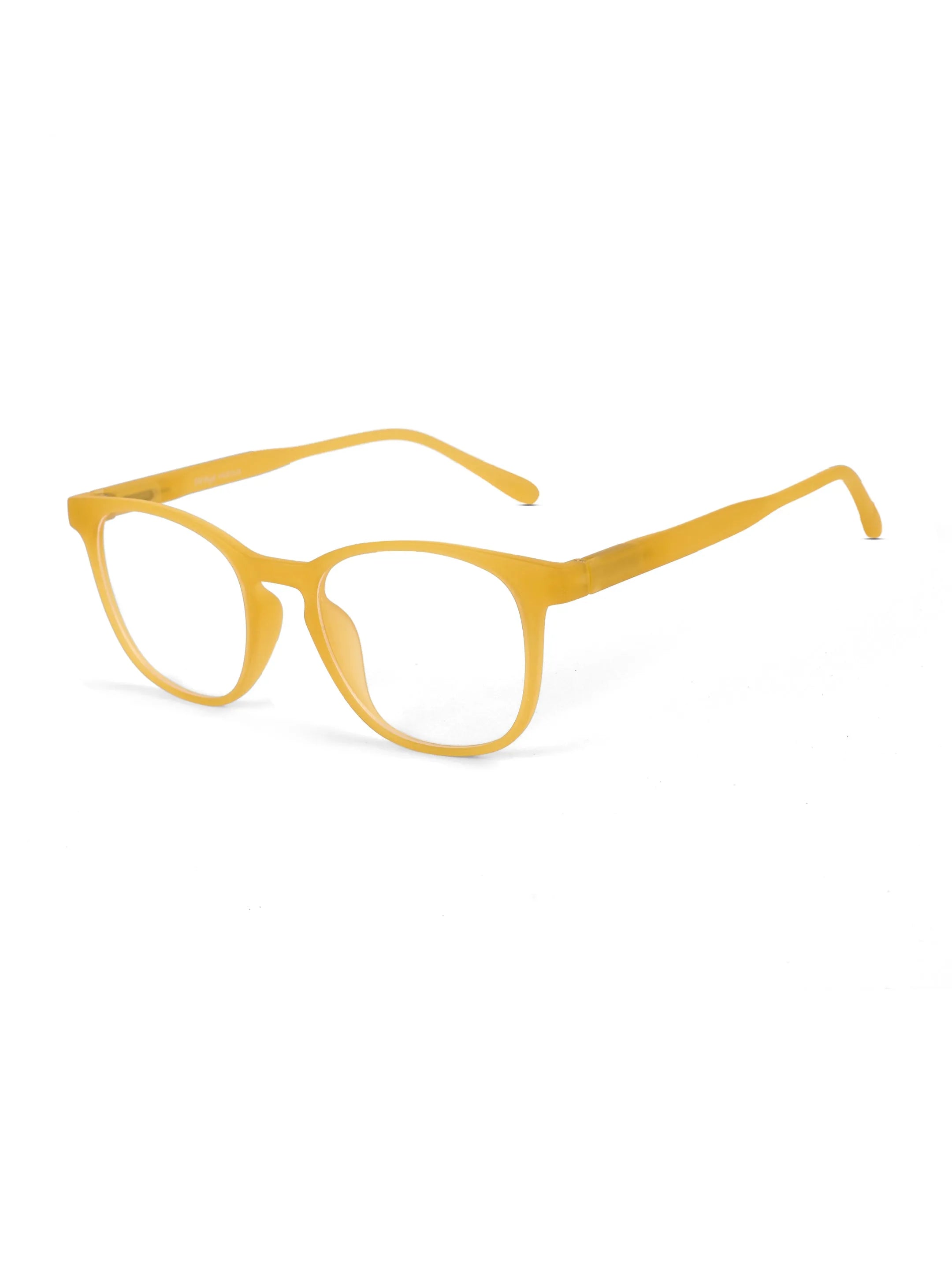 Clario | Transparent Orange Medium Full Rim RECTANGLE Computer Glasses for Men & Women [Blue Block]