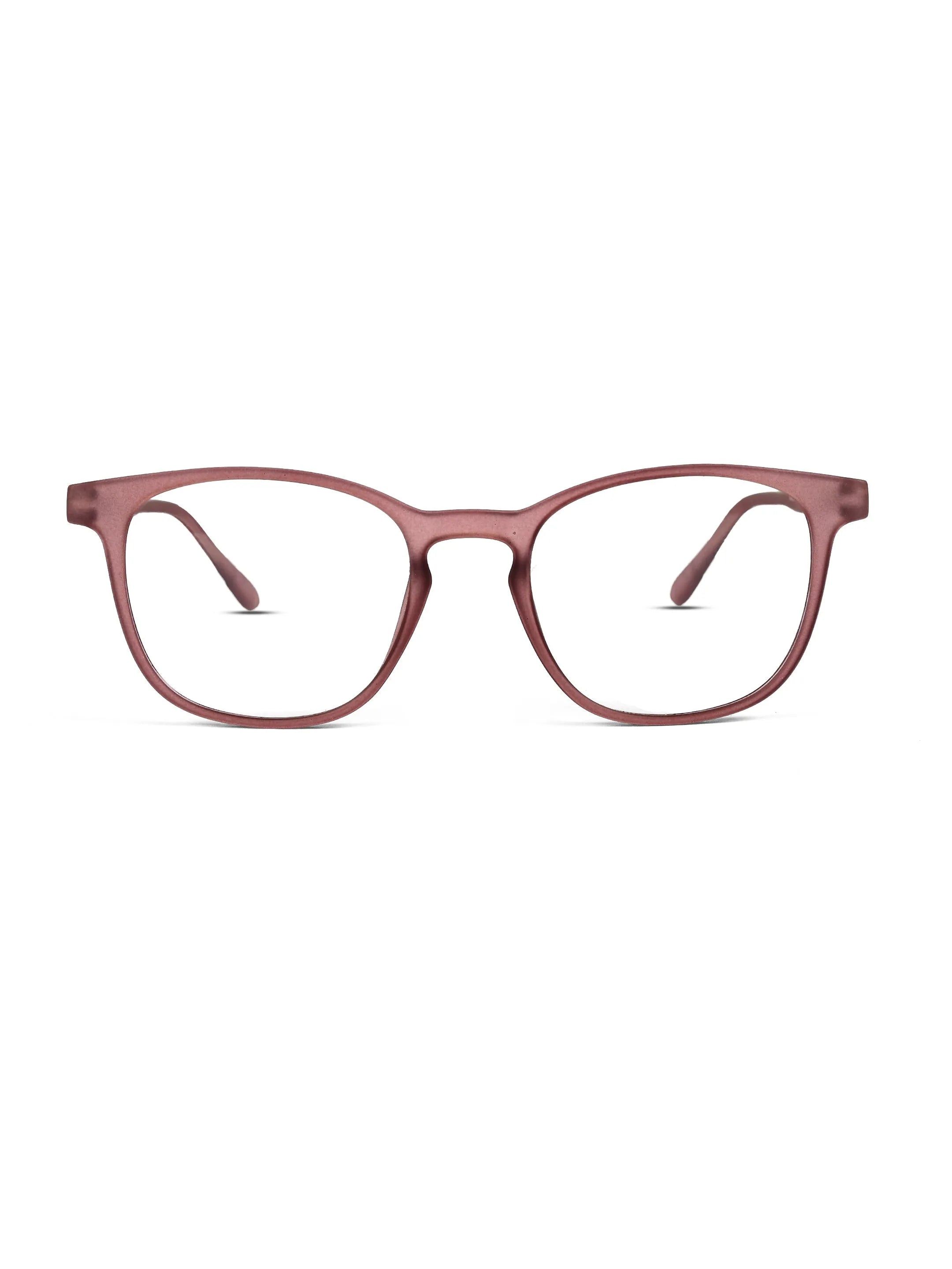Clario | Transparent Mate Maroon Medium Full Rim RECTANGLE Computer Glasses for Men & Women [Blue Block]
