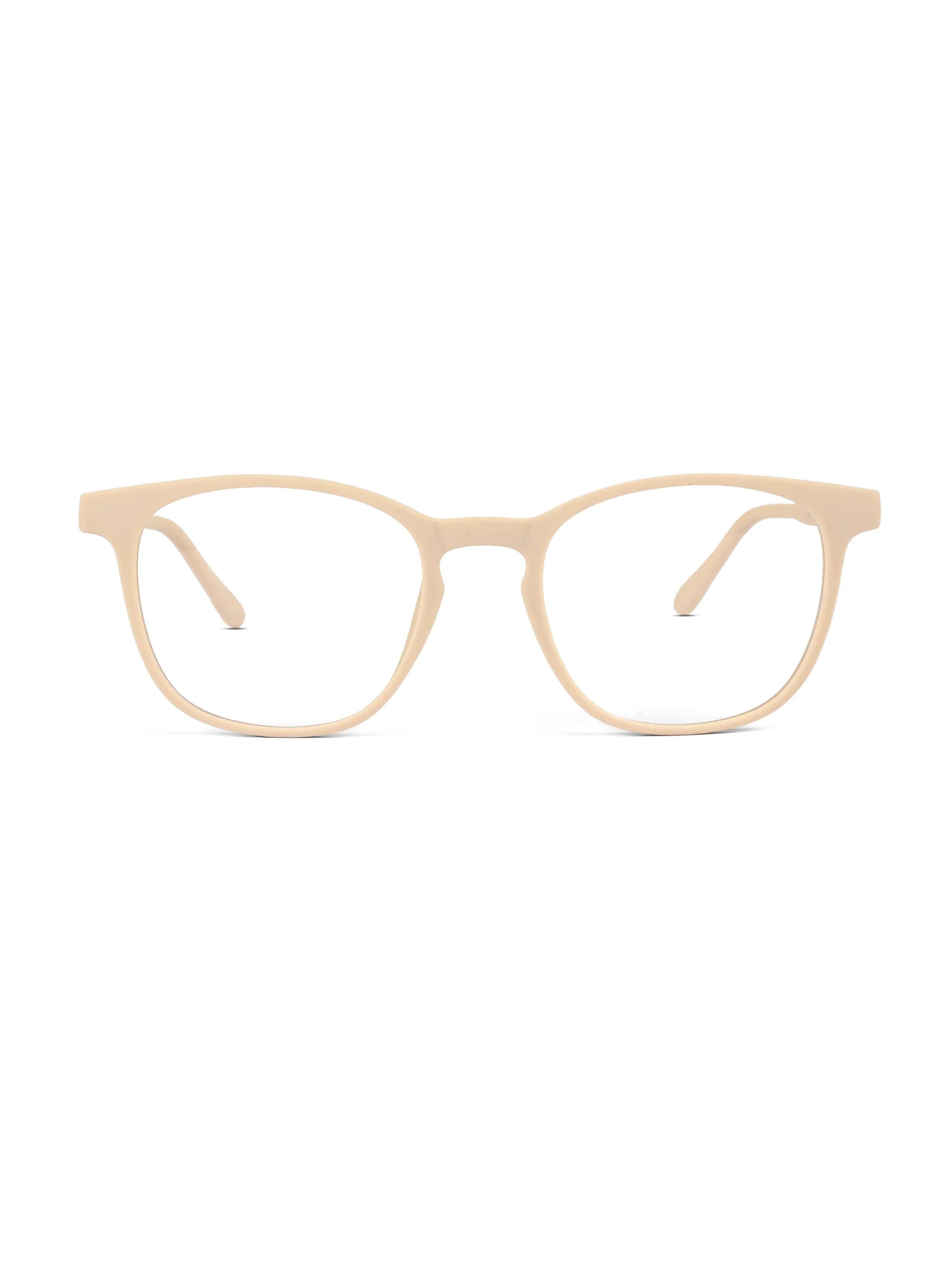 Clario | Cream Medium Full Rim RECTANGLE Computer Glasses for Men & Women [Blue Block]