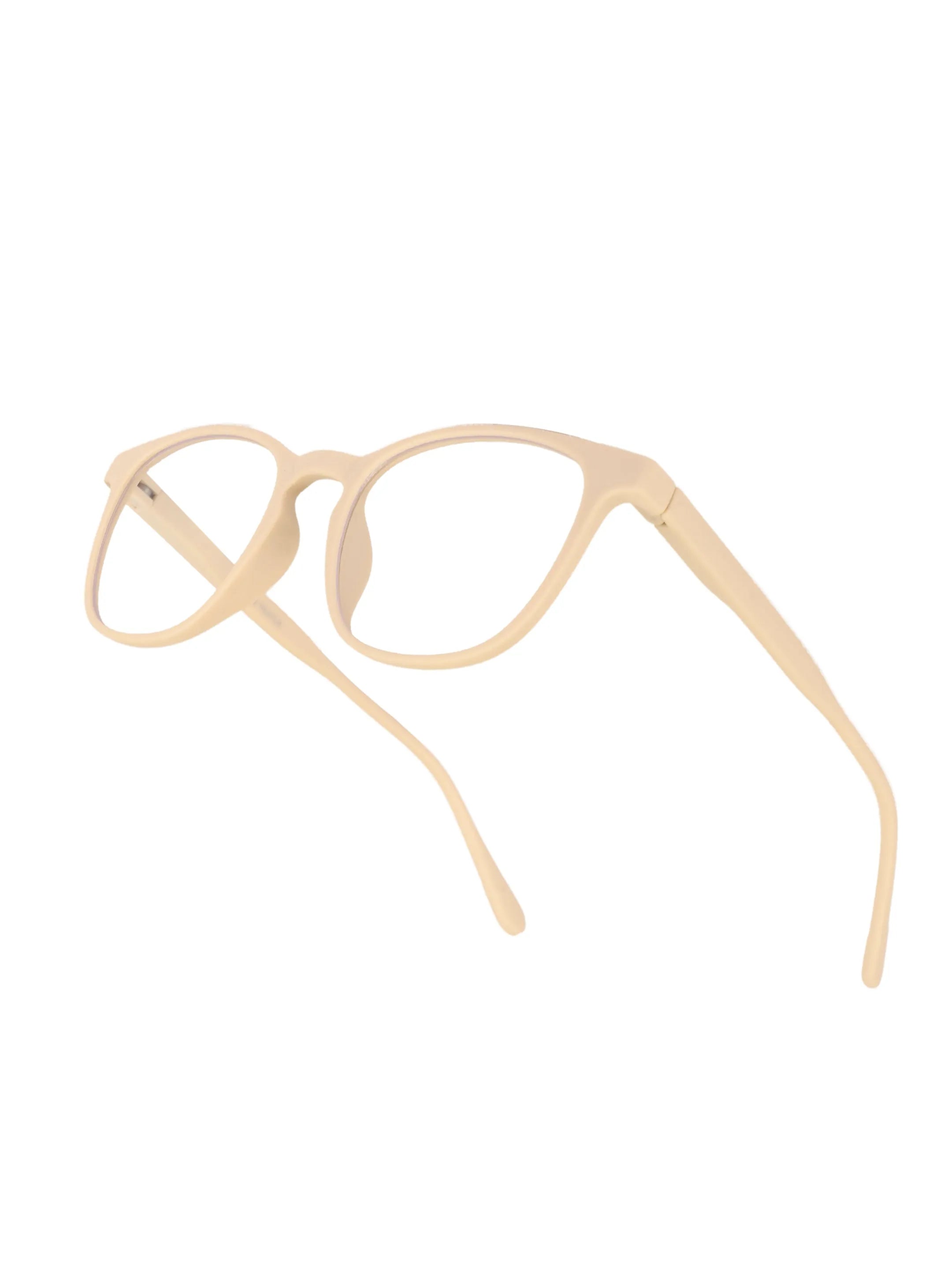 Clario | Cream Medium Full Rim RECTANGLE Computer Glasses for Men & Women [Blue Block]